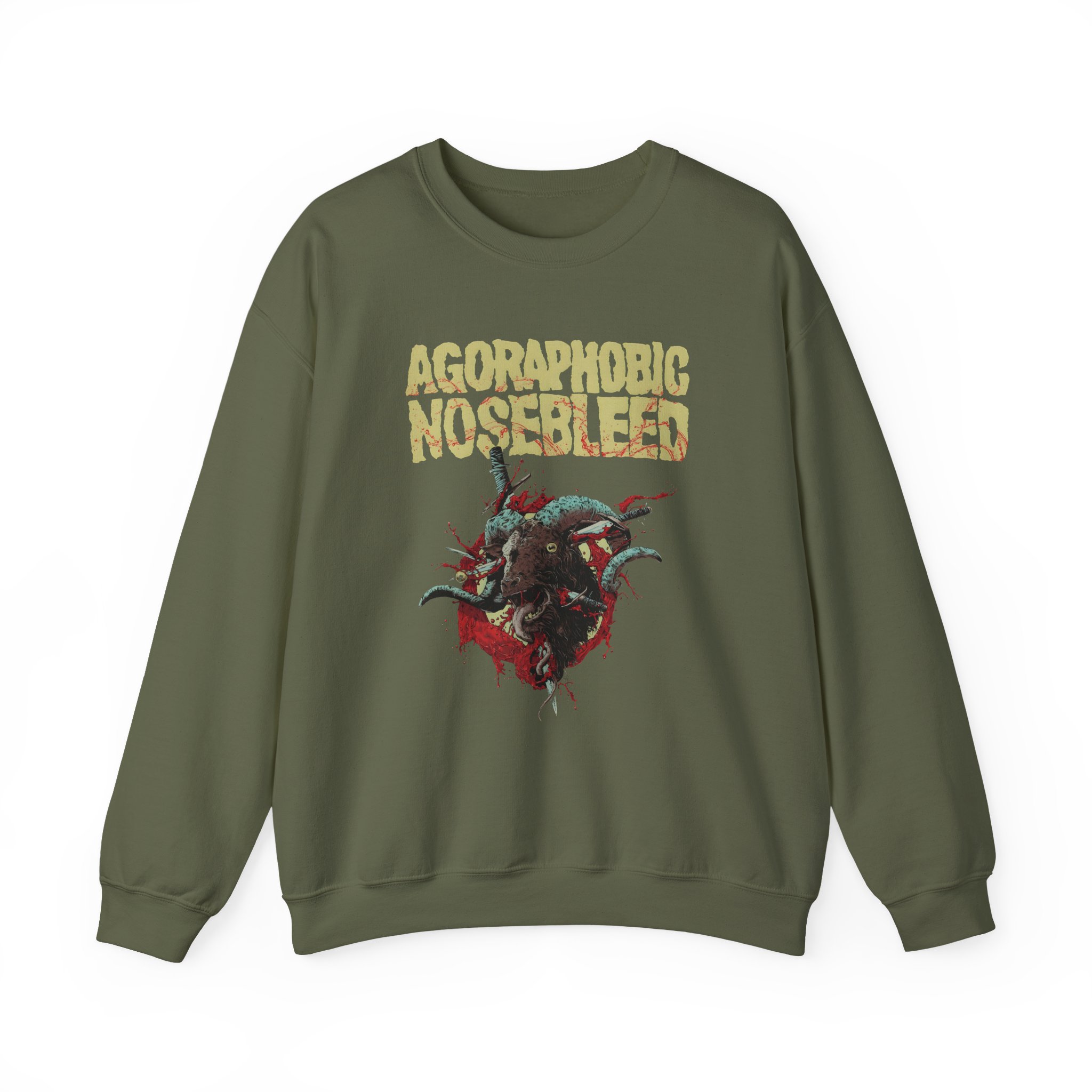 Agoraphobic Nosebleed Goat Head Unisex Heavy Blendâ„¢ Crewneck Sweatshirt