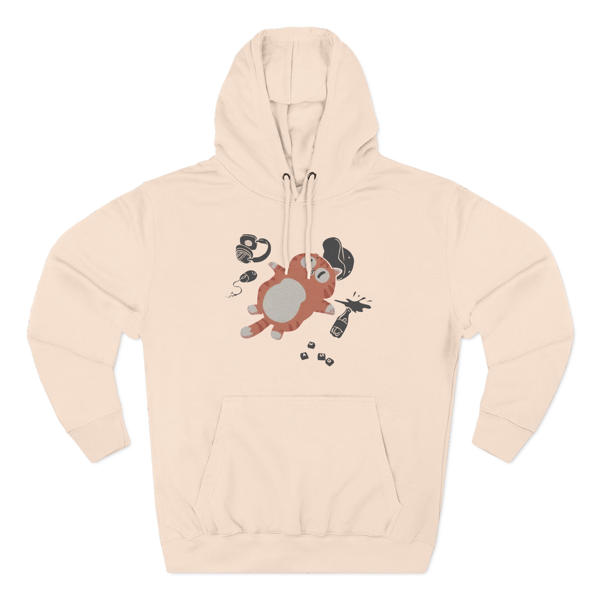 Lirik Gamed Out Cat Three-Panel Fleece Hoodie