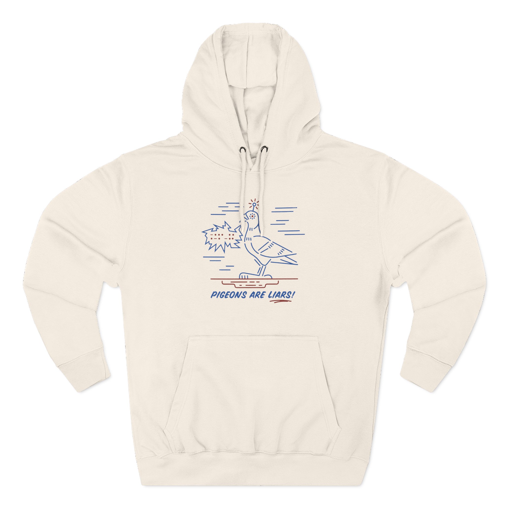 Birds Arent Real Pigeons Are Liars Three-Panel Fleece Hoodie