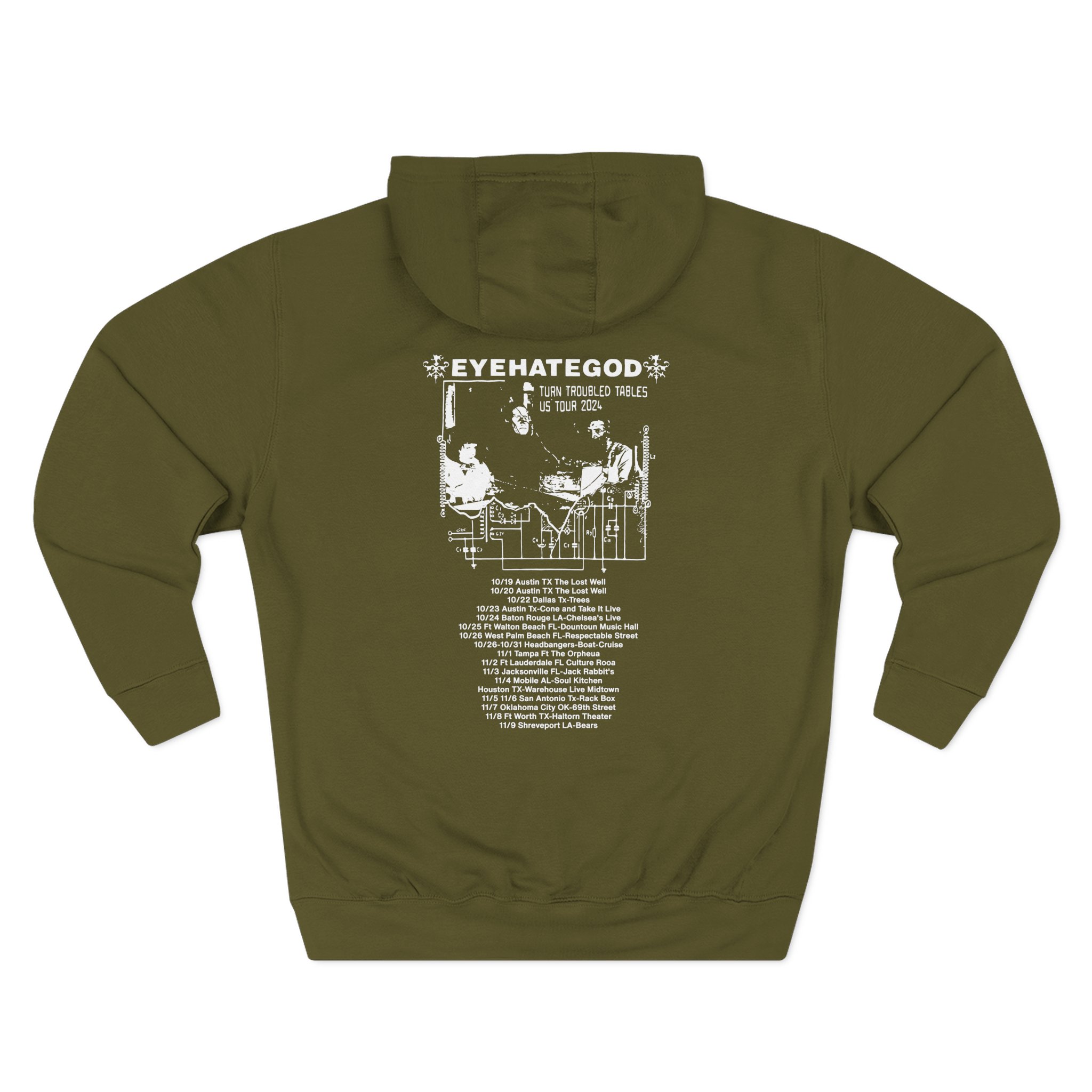Eyehategod Turn Troubled Tables Us Tour Three-Panel Fleece Hoodie
