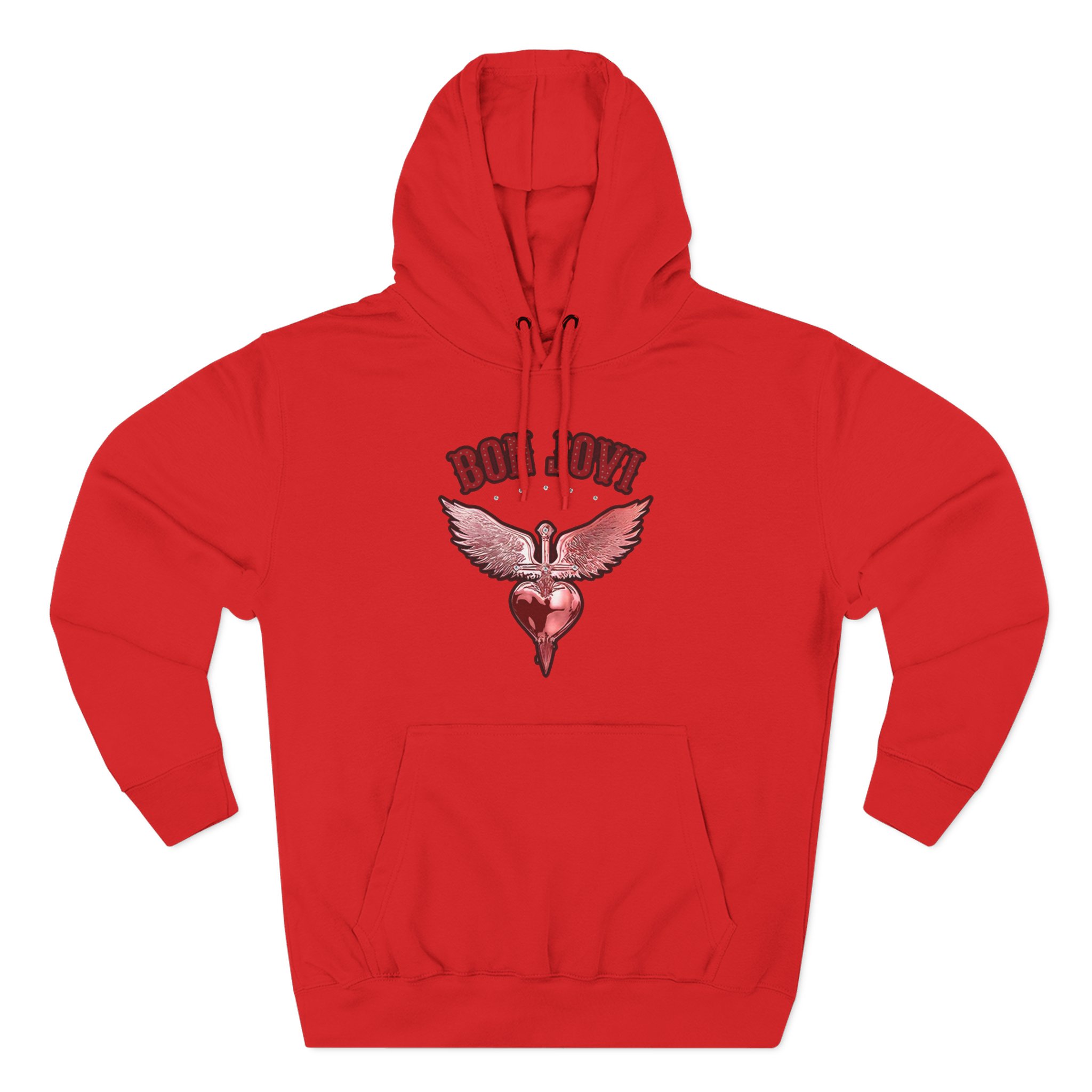 Bon Jovi Forever Red H&d Three-Panel Fleece Hoodie