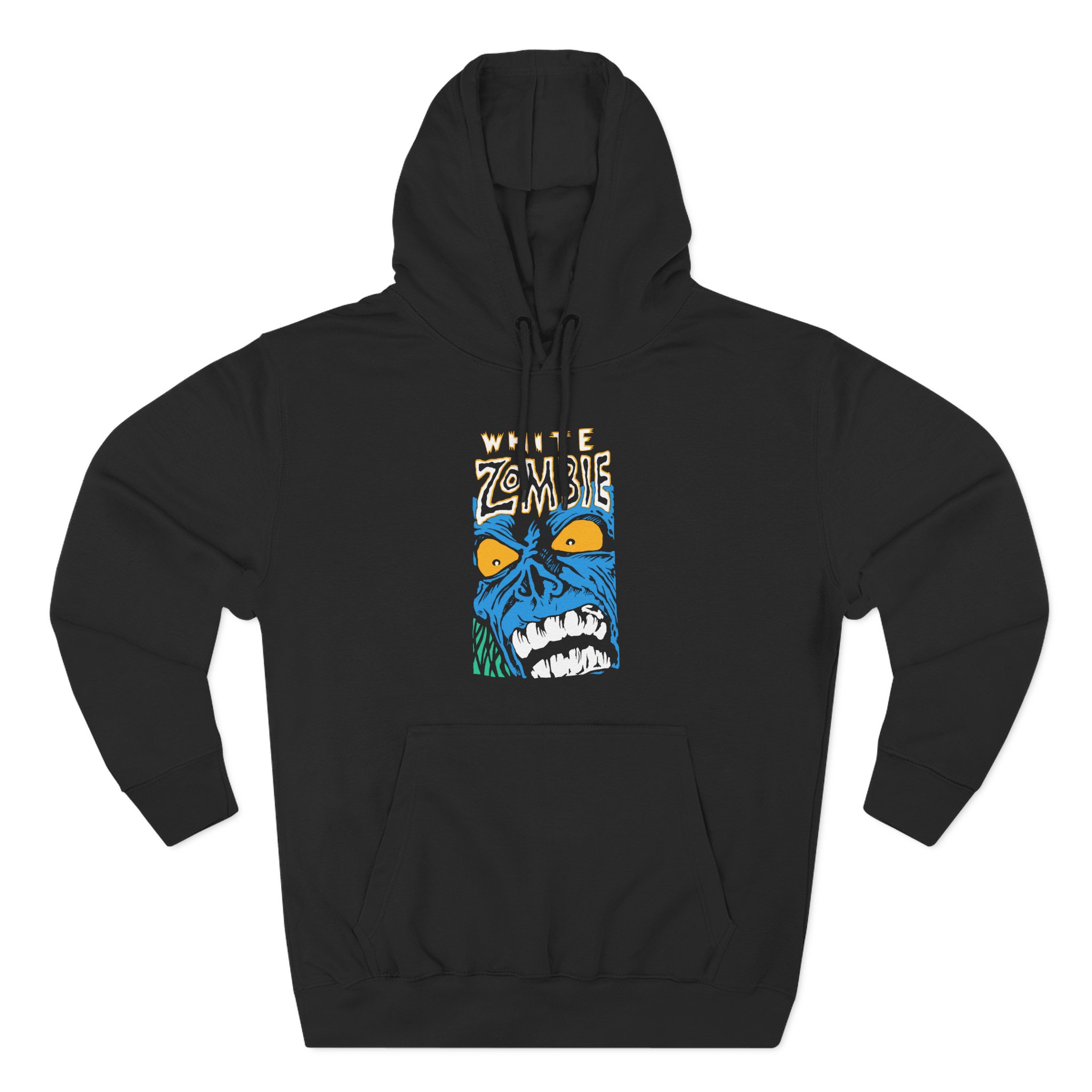 White Zombie Blue Monster Three-Panel Fleece Hoodie