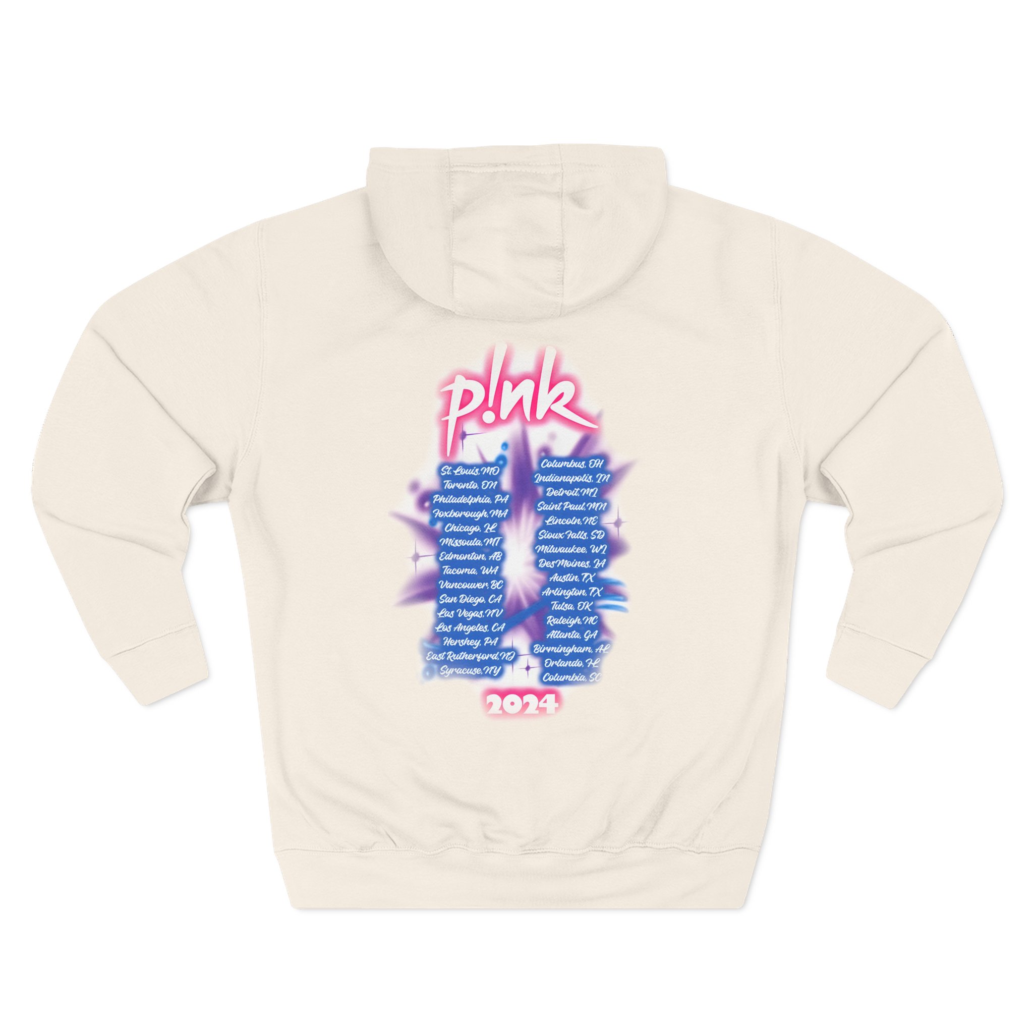 Pink Airbrushed 2024 Three-Panel Fleece Hoodie