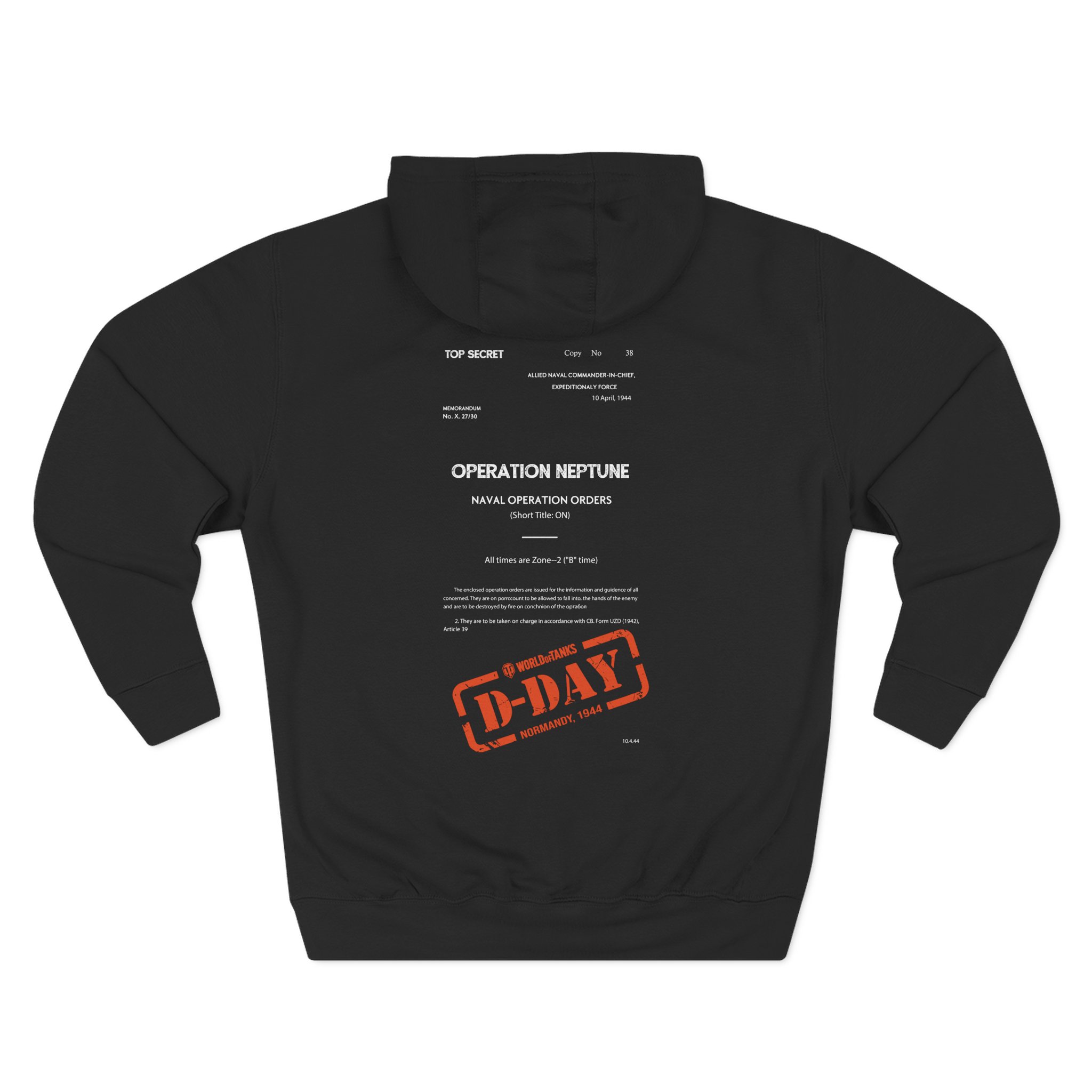 World of Tank Wot D-day Top Secret Three-Panel Fleece Hoodie