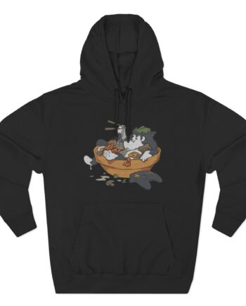 Lirik Ramen Cat Three-Panel Fleece Hoodie