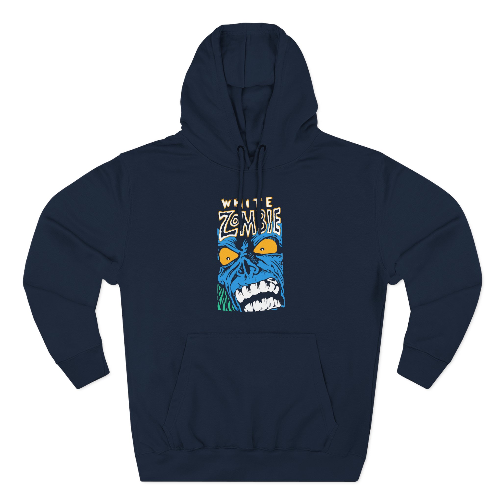 White Zombie Blue Monster Three-Panel Fleece Hoodie