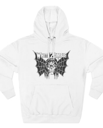 White Zombie Bat Face Three-Panel Fleece Hoodie