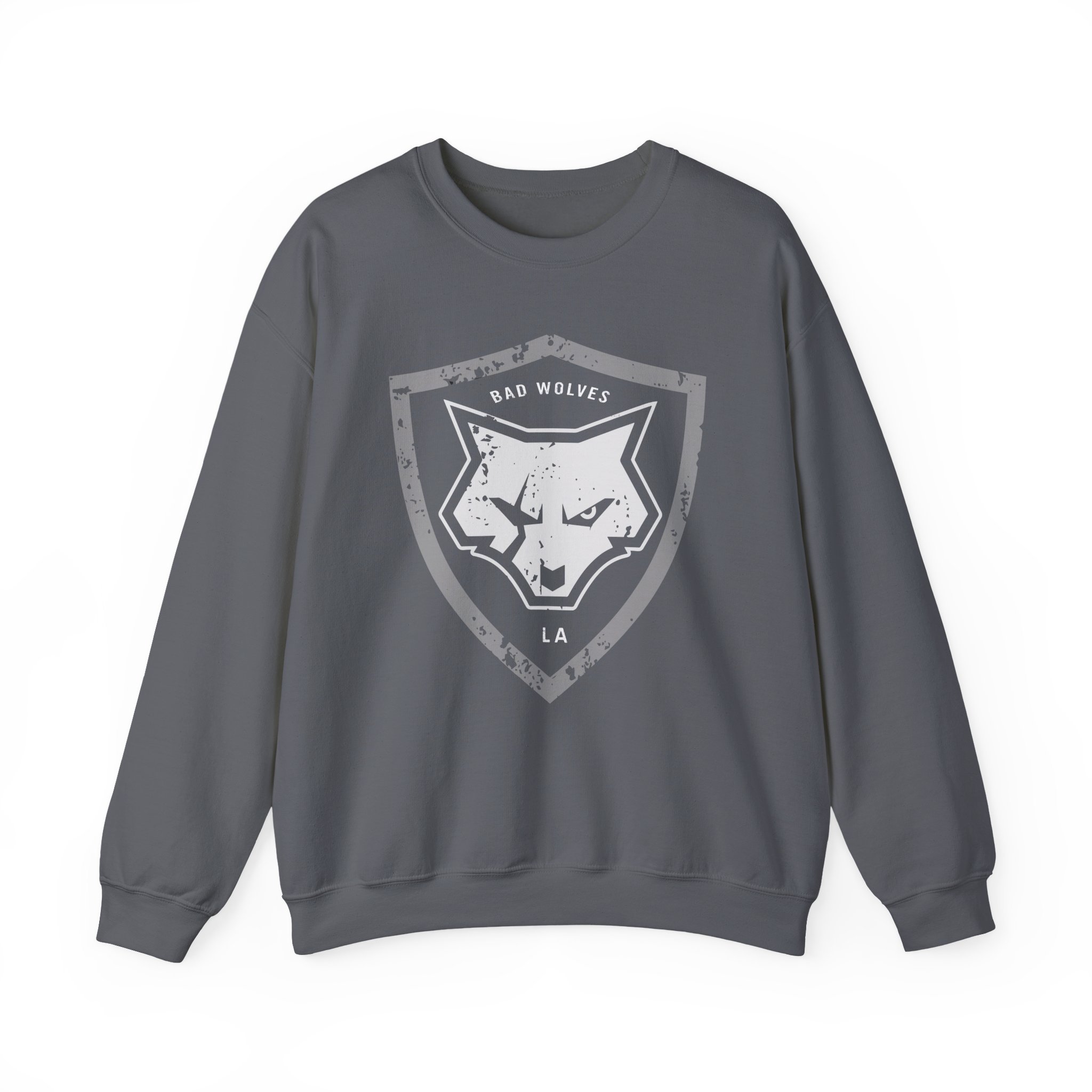 Bad Wolves Distressed Shield Unisex Heavy Blendâ„¢ Crewneck Sweatshirt