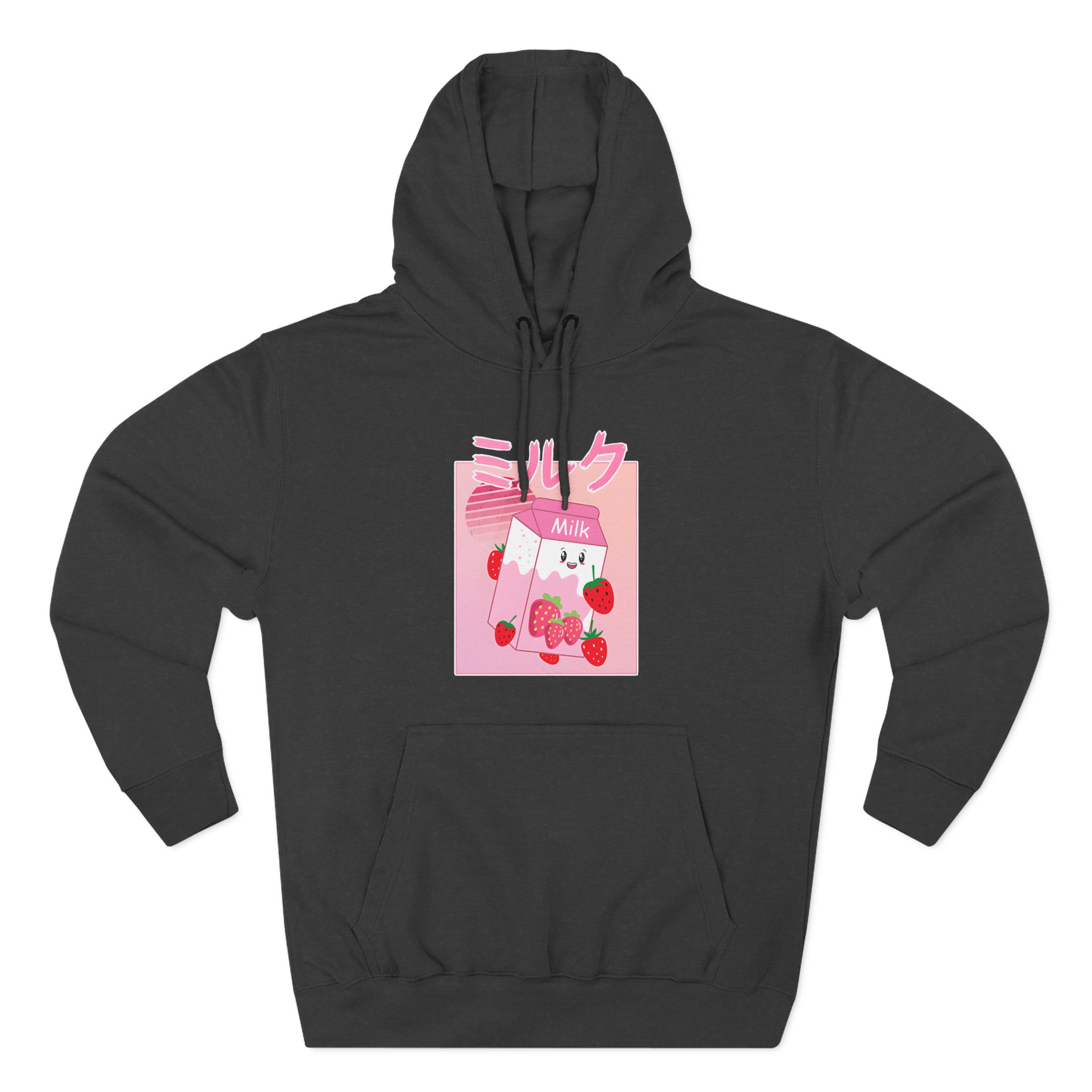 Georgenotfound Anime Strawberry Milk Shake Three-Panel Fleece Hoodie