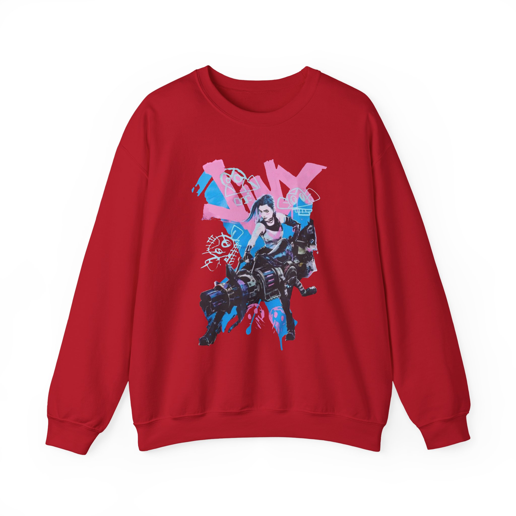 Jinx Arcane Graffiti Jumbo Unisex Heavy Blendâ„¢ Crewneck Sweatshirt