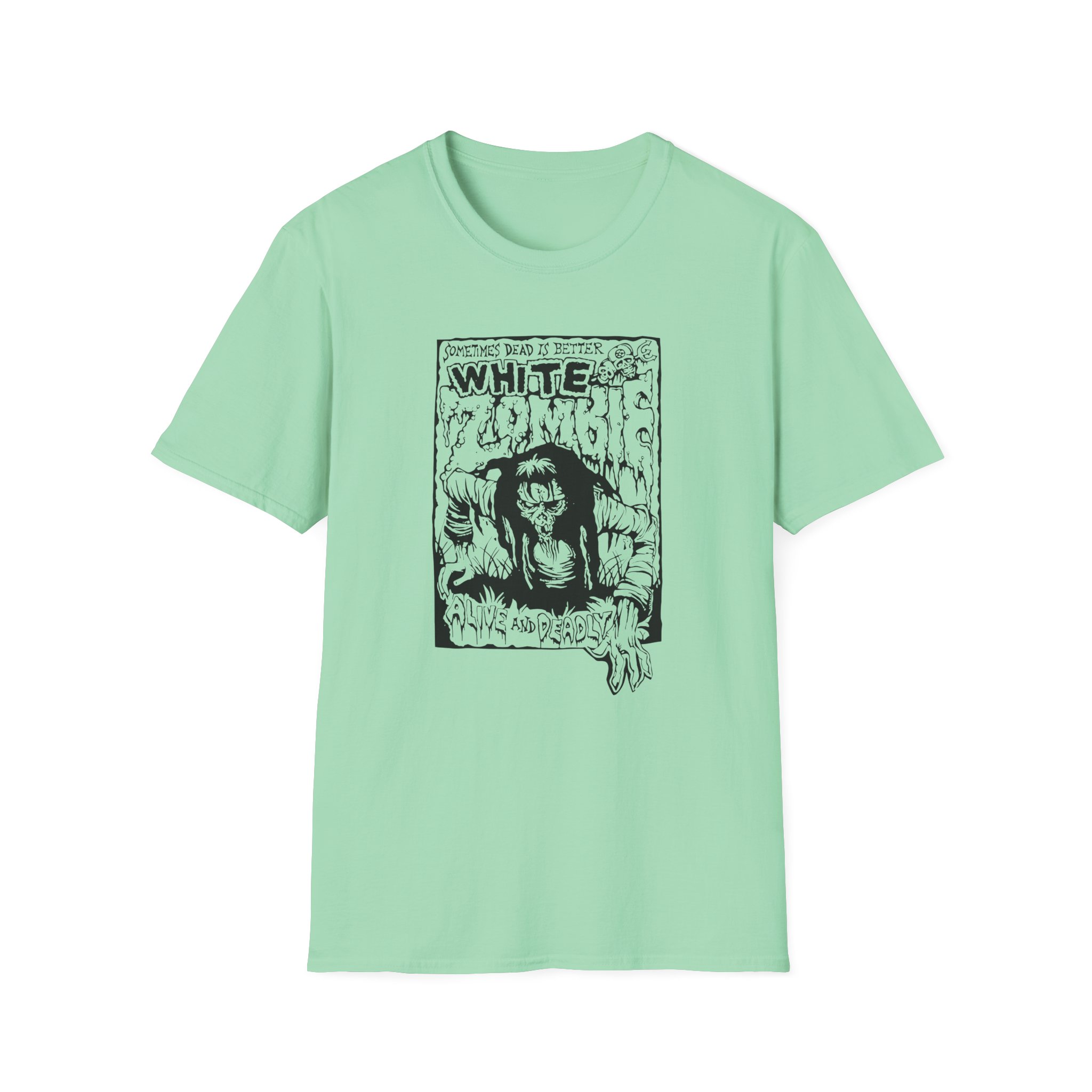 White Zombie Alive and Deadly Unisex Softstyle T-Shirt