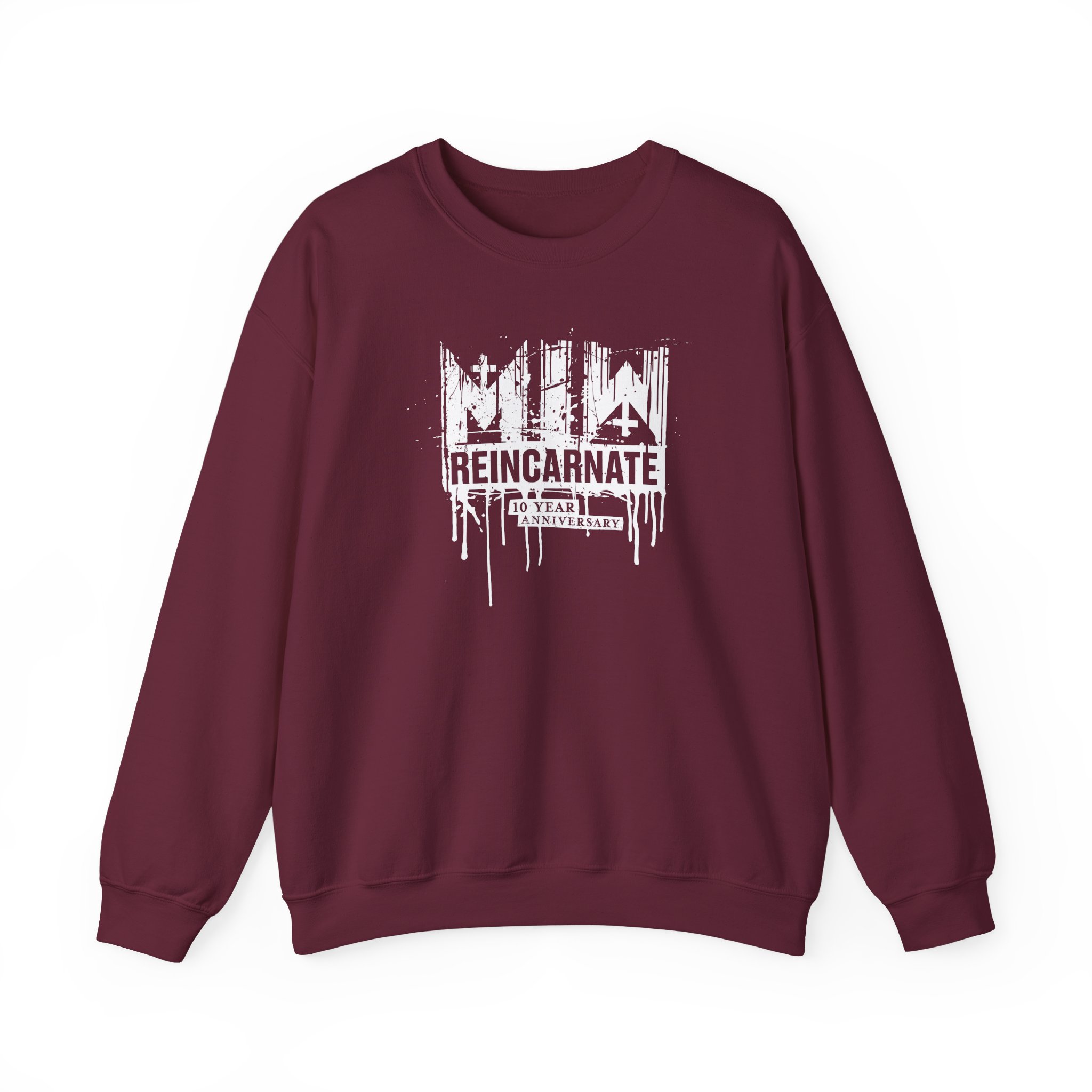 Motionless in White Reincarnate 10 Year Drip Logo Unisex Heavy Blendâ„¢ Crewneck Sweatshirt