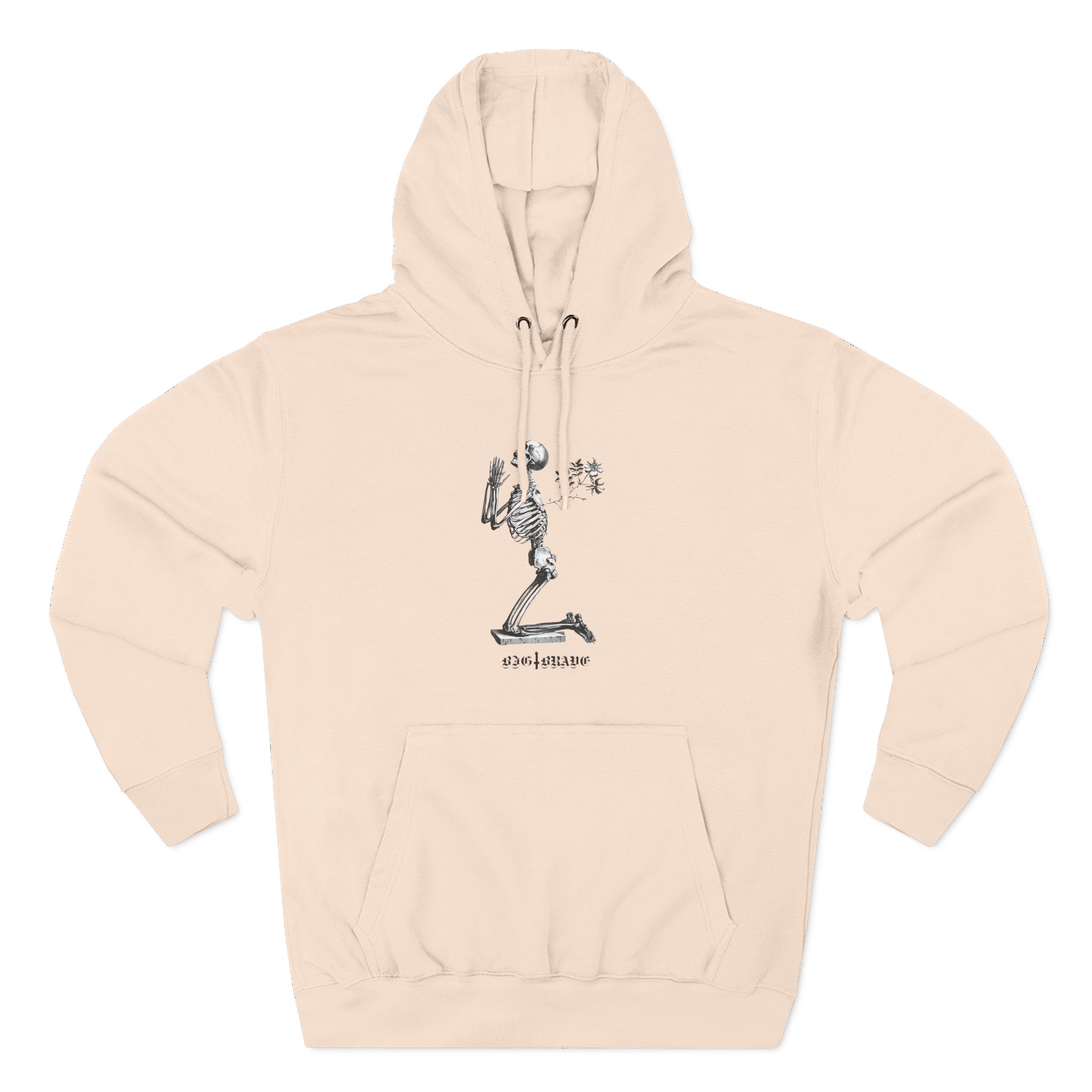 Big Brave Praying Skeleton Three-Panel Fleece Hoodie