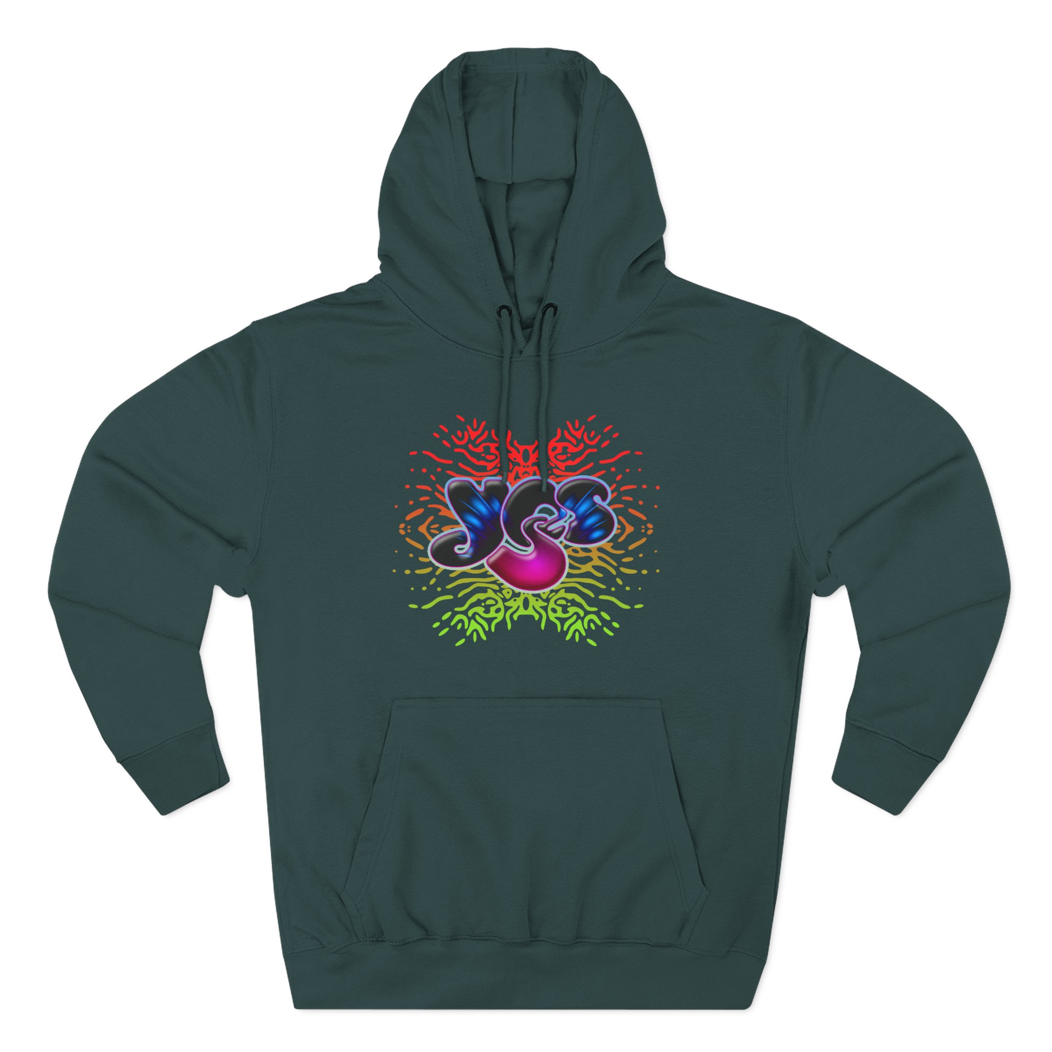 Yes Rainbow Abstract Logo Three-Panel Fleece Hoodie