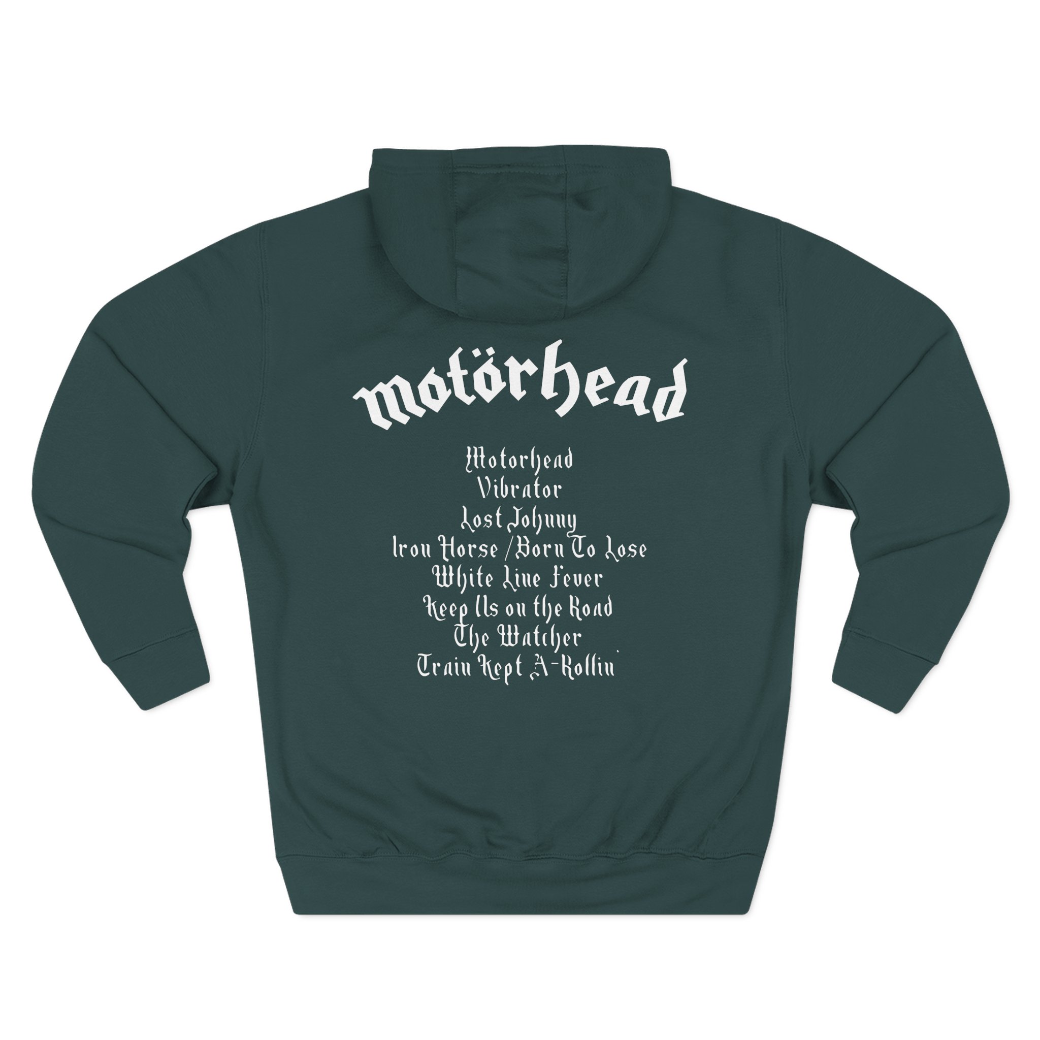 Lemmy Motörhead Tracklist Three-Panel Fleece Hoodie
