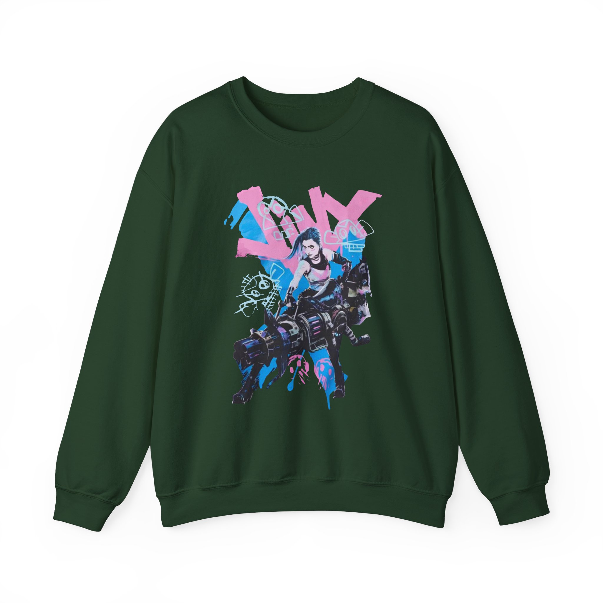 Jinx Arcane Graffiti Jumbo Unisex Heavy Blendâ„¢ Crewneck Sweatshirt