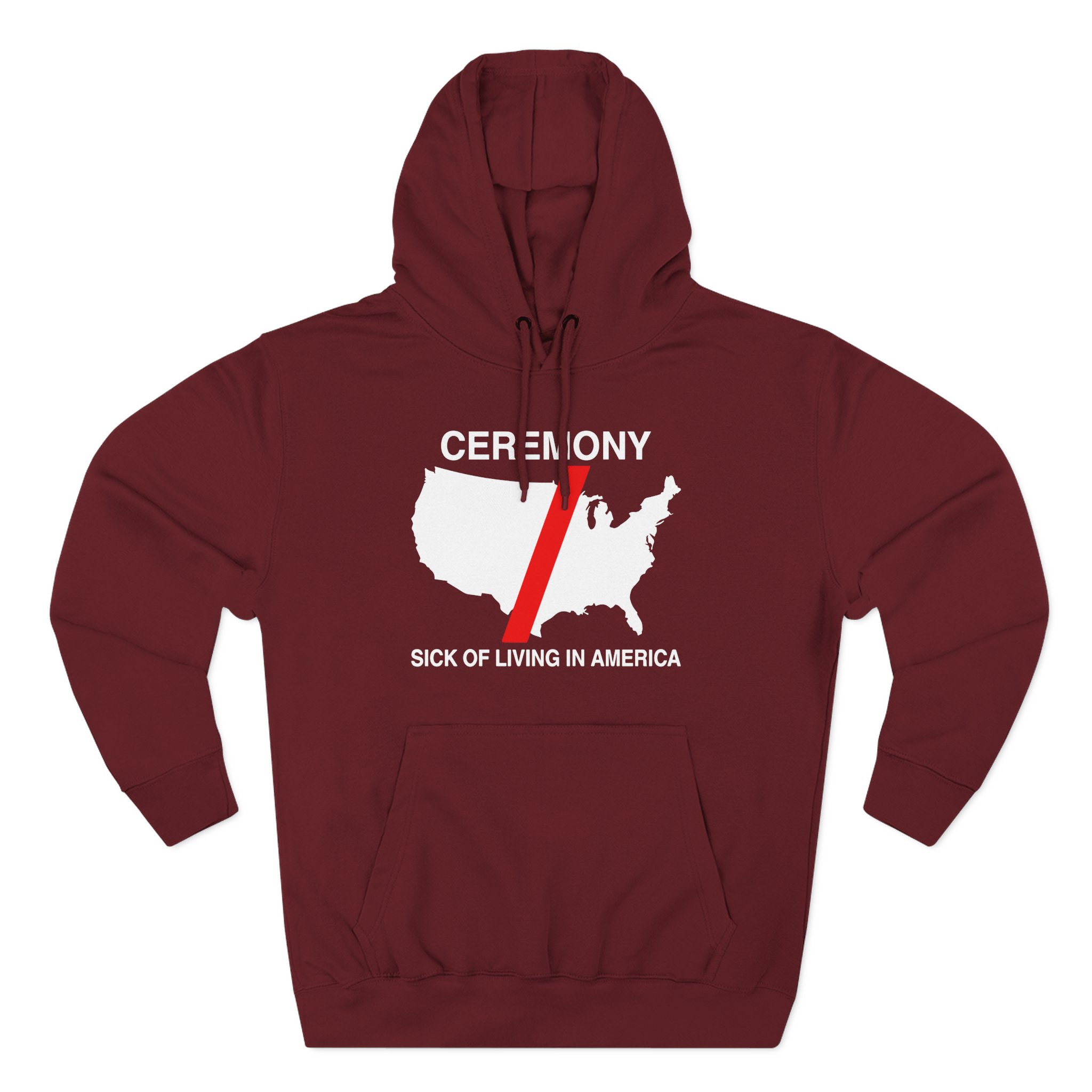 Ceremony Sick of Living in America Map Three-Panel Fleece Hoodie