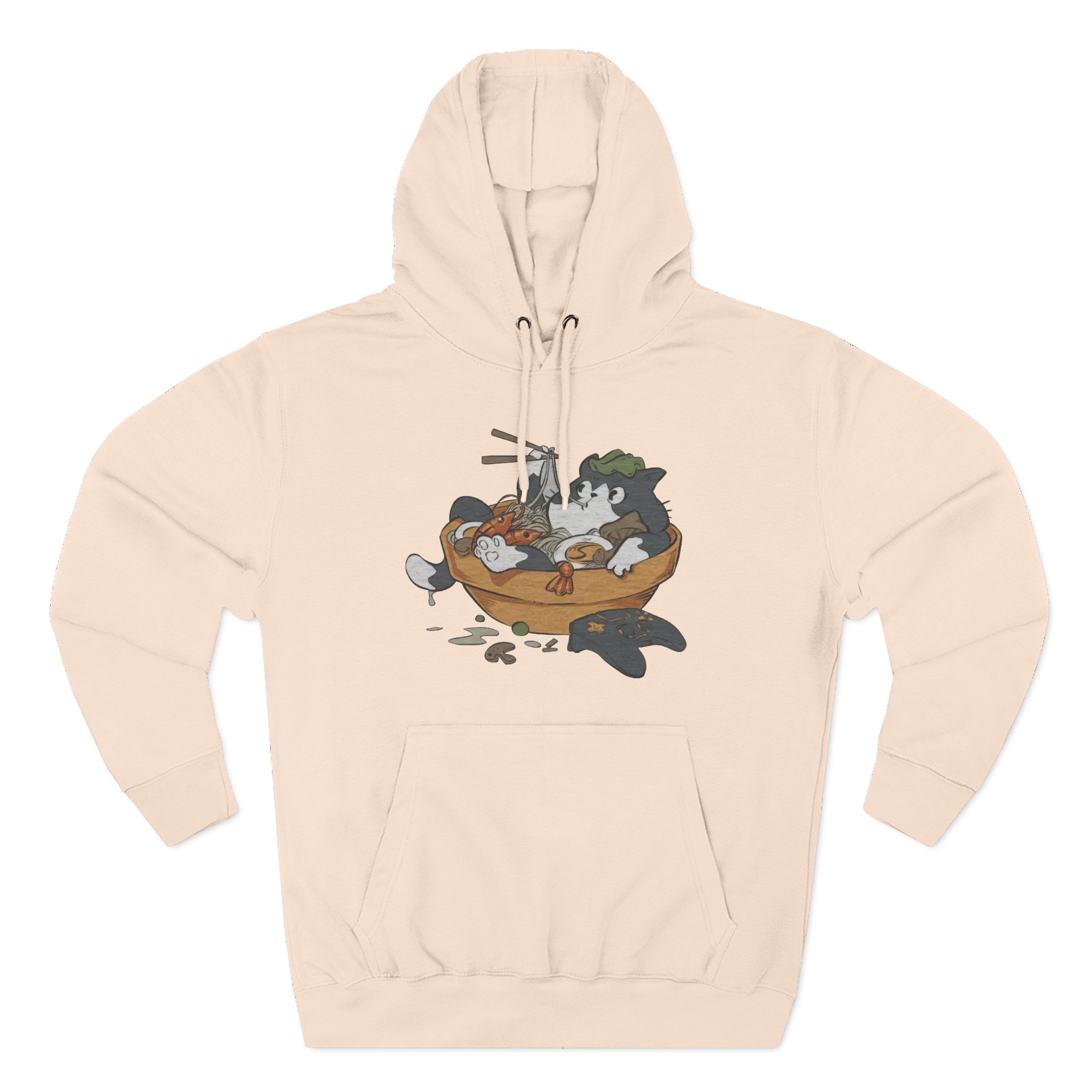 Lirik Ramen Cat Three-Panel Fleece Hoodie