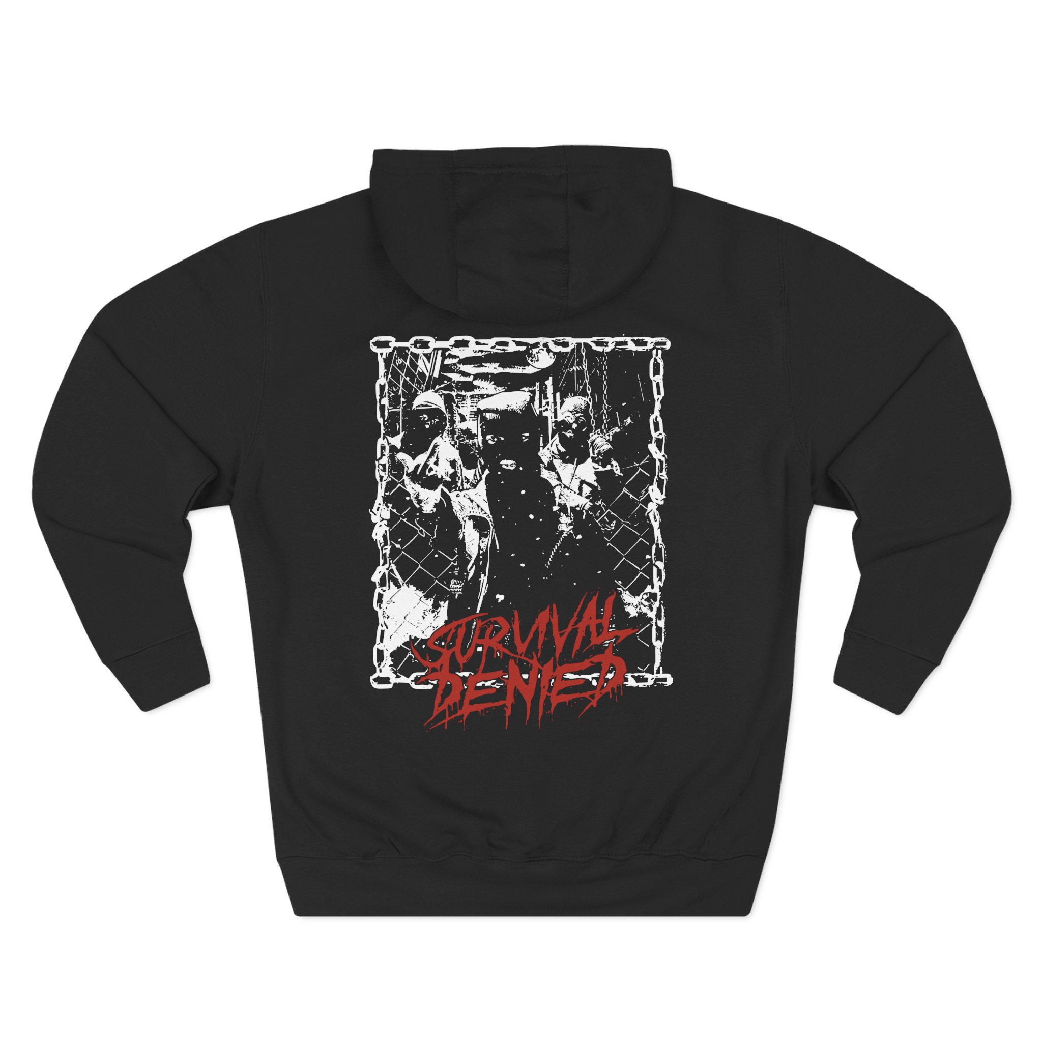 Get the Shot Survival Denied Black & White Three-Panel Fleece Hoodie