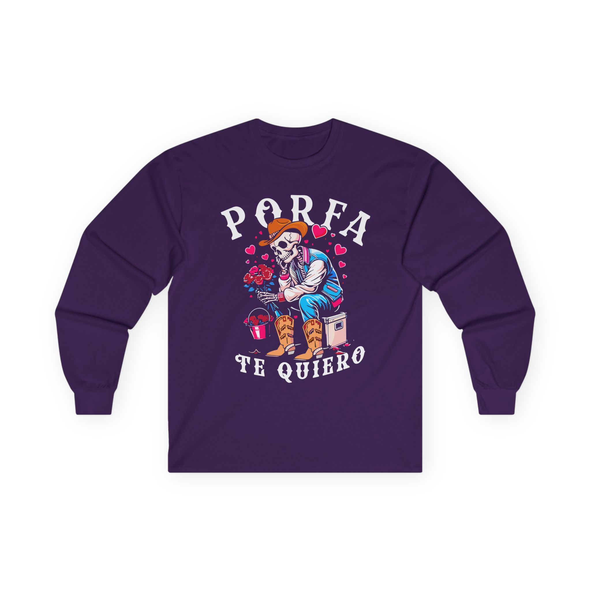 Porfa Skeleton Favor Te Quiero Unisex Ultra Cotton Long Sleeve Tee