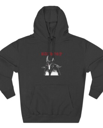 Bathory Goat Red Logo Three-panel Fleece Hoodie