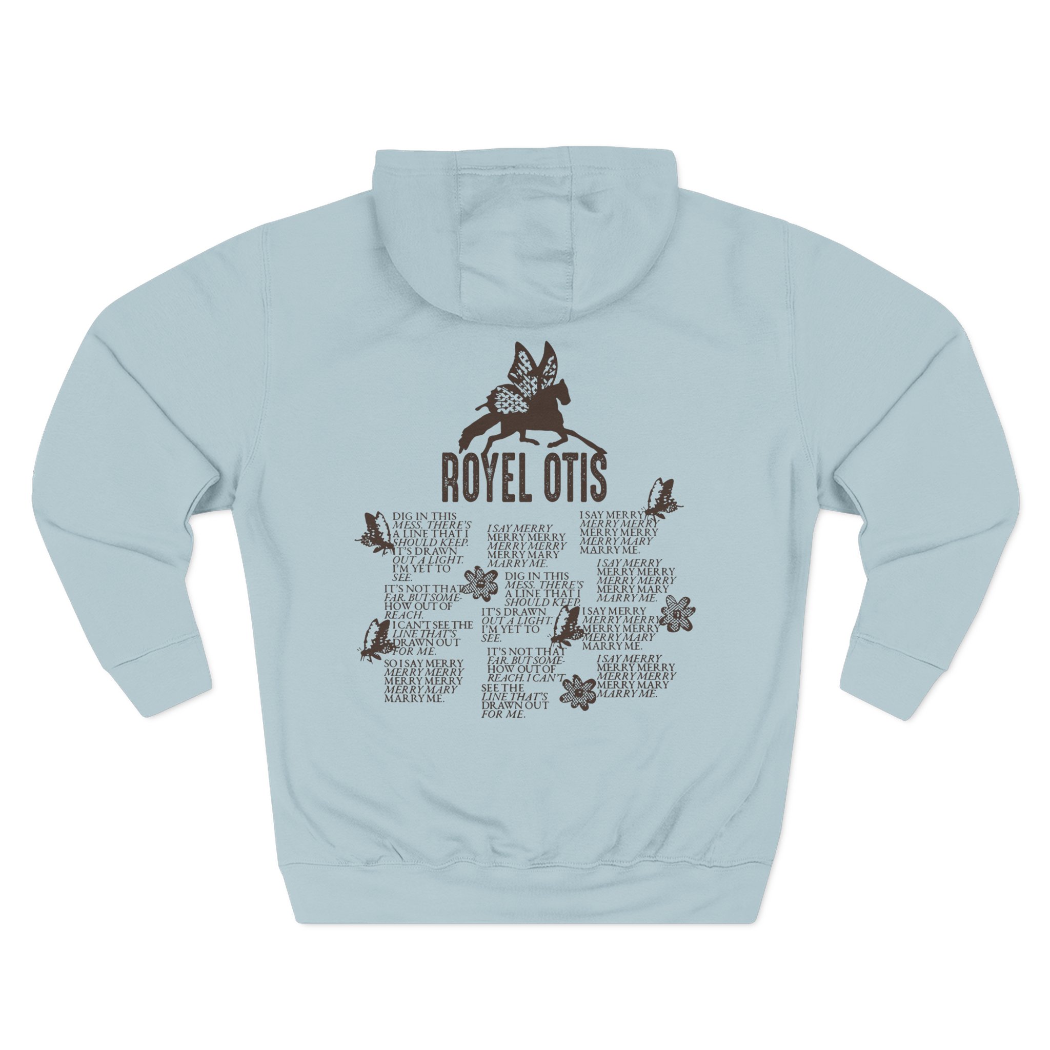 Royel Otis Mary Marry Me Faded Powder Three-Panel Fleece Hoodie