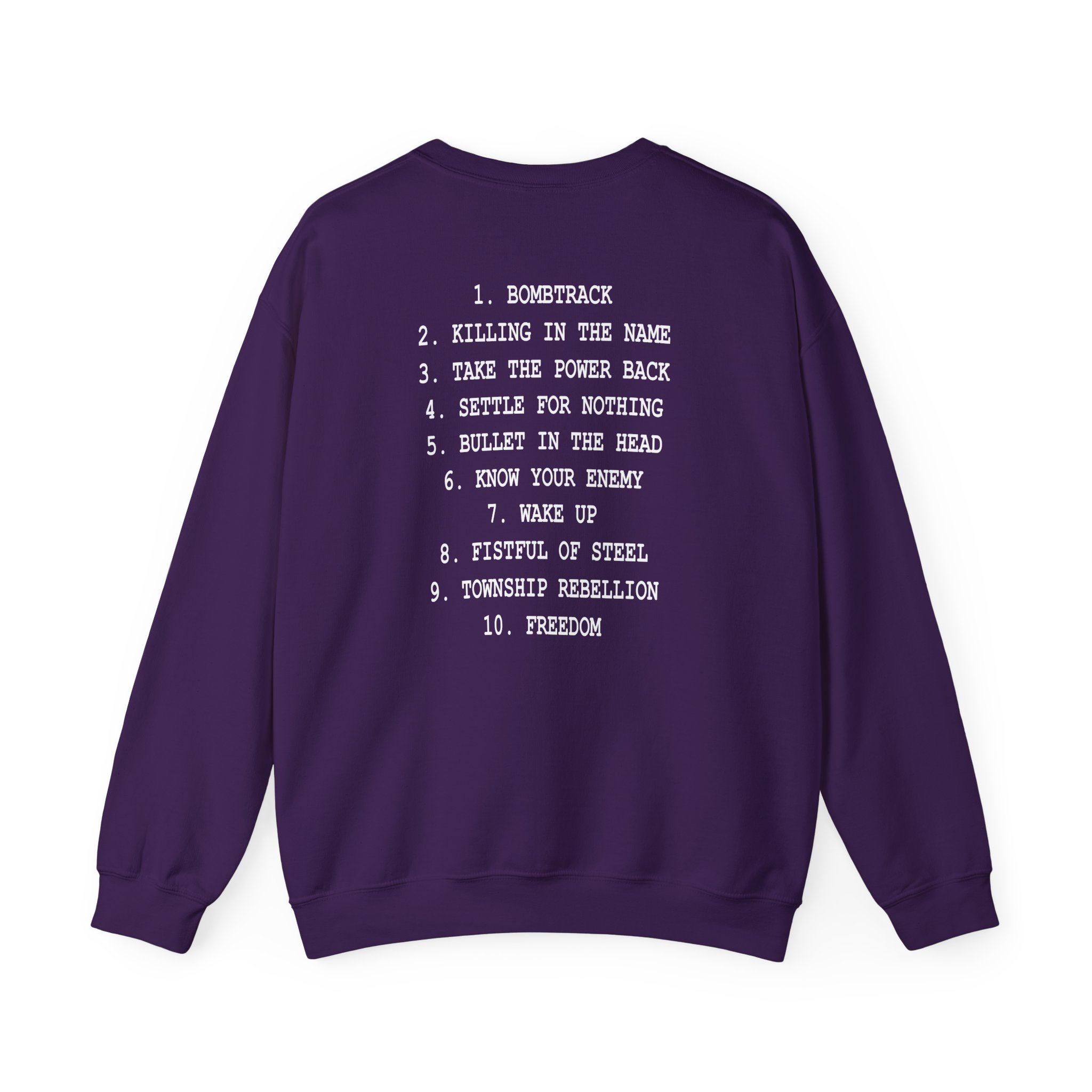 Rage Against the Machine Ratm Cover Tracklist Unisex Heavy Blendâ„¢ Crewneck Sweatshirt