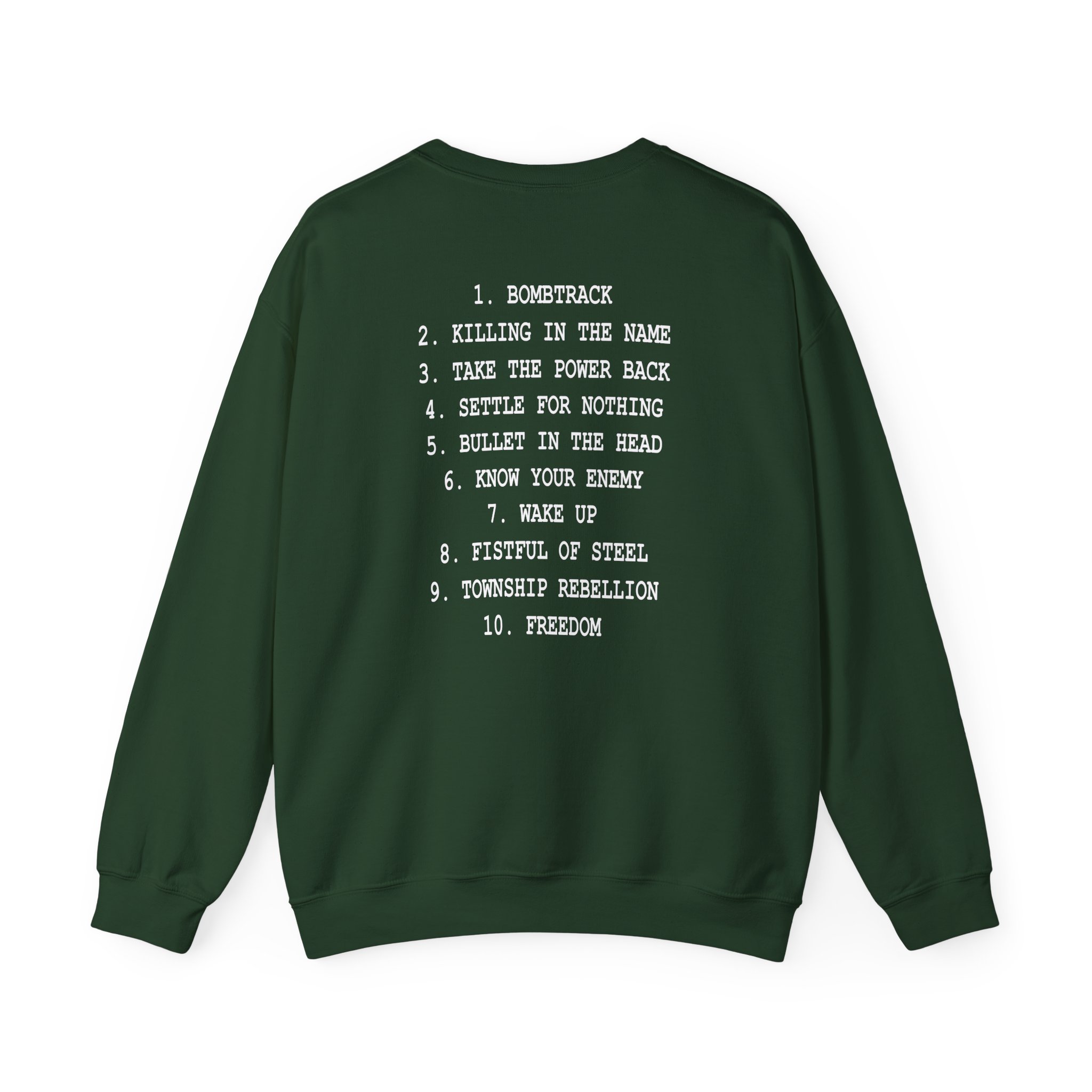 Rage Against the Machine Ratm Cover Tracklist Unisex Heavy Blendâ„¢ Crewneck Sweatshirt