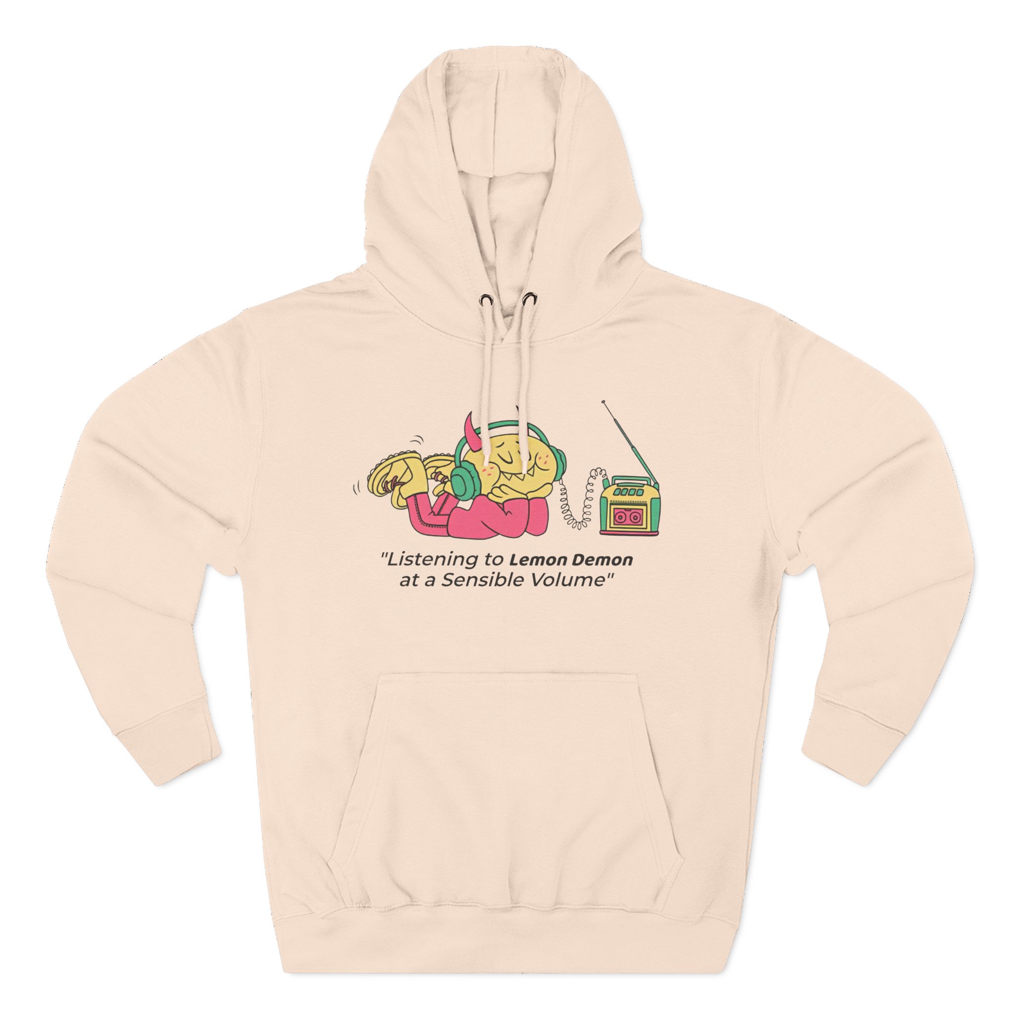 Lemon Demon Listening to at a Sensible Volume Three-Panel Fleece Hoodie