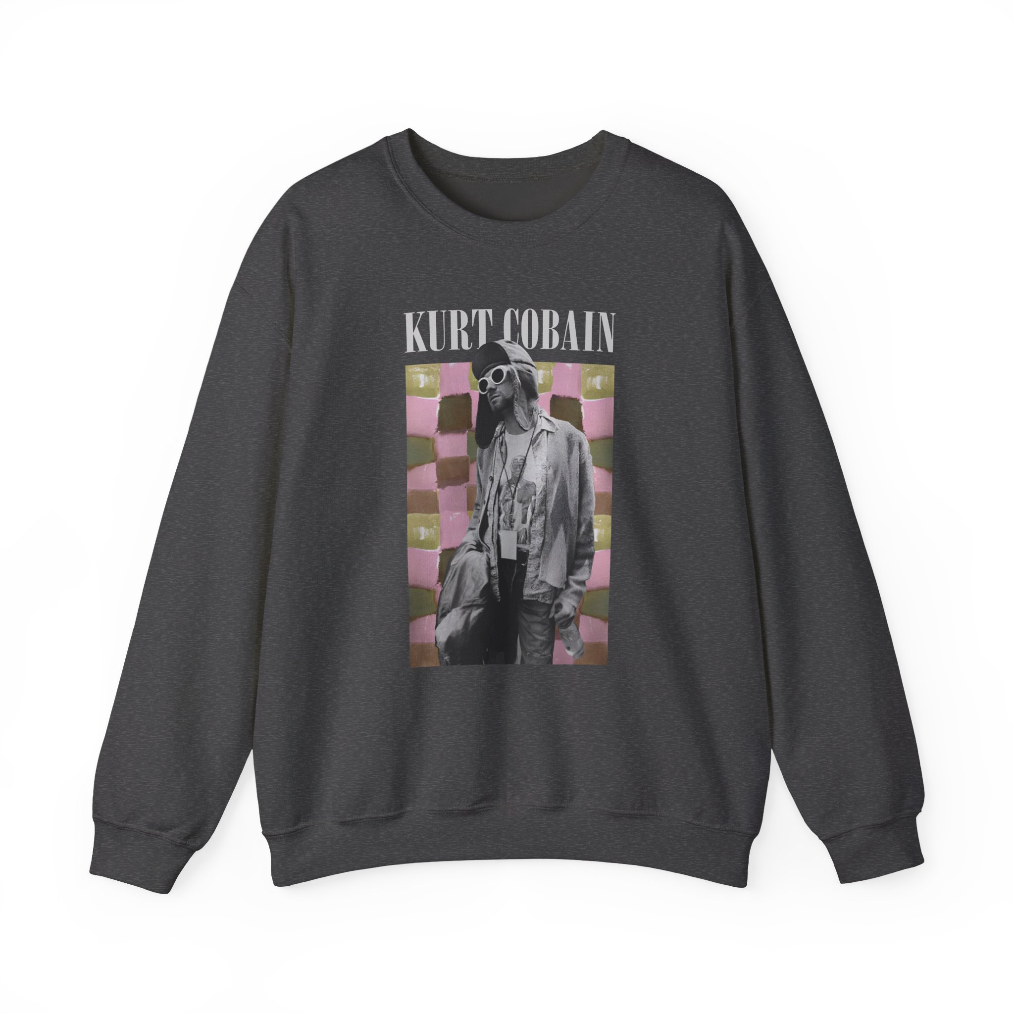 Kurt Cobain Checkered Unisex Heavy Blendâ„¢ Crewneck Sweatshirt