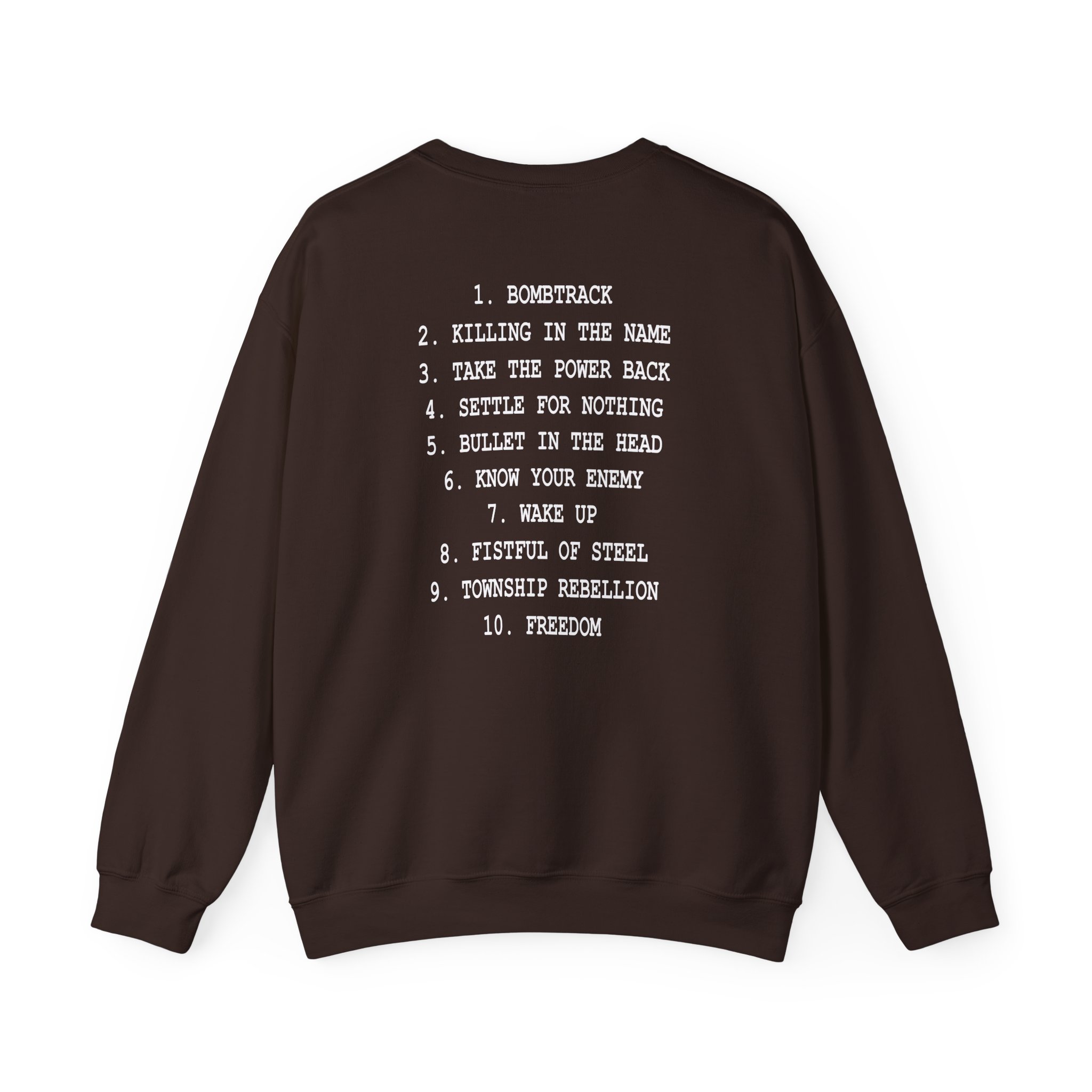 Rage Against the Machine Ratm Cover Tracklist Unisex Heavy Blendâ„¢ Crewneck Sweatshirt