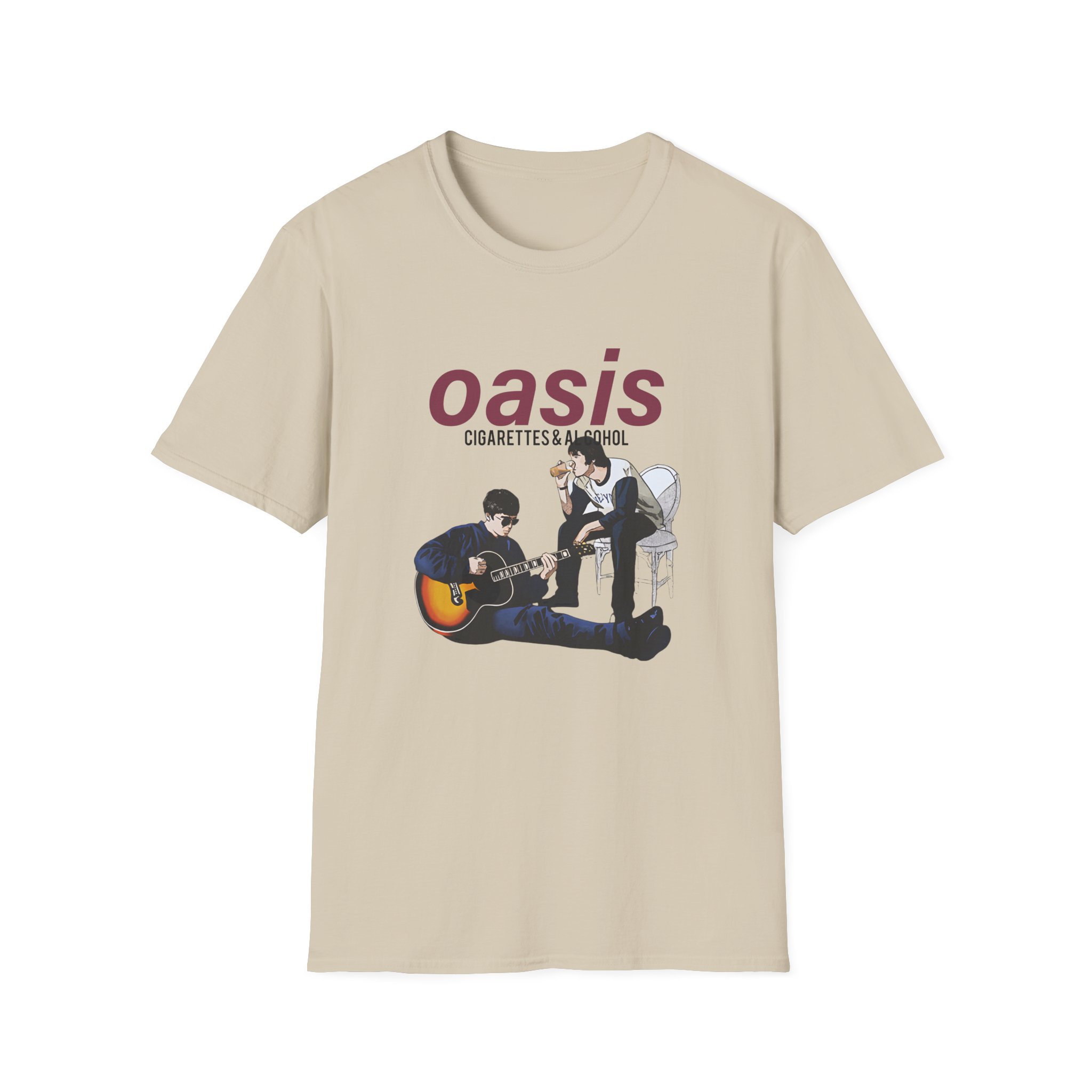 Oasis Cigarettes and Alcohol Illustration Unisex Softstyle T-Shirt