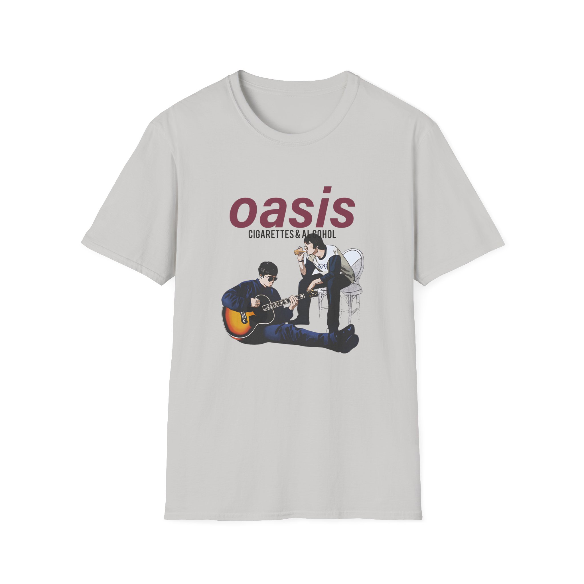 Oasis Cigarettes and Alcohol Illustration Unisex Softstyle T-Shirt