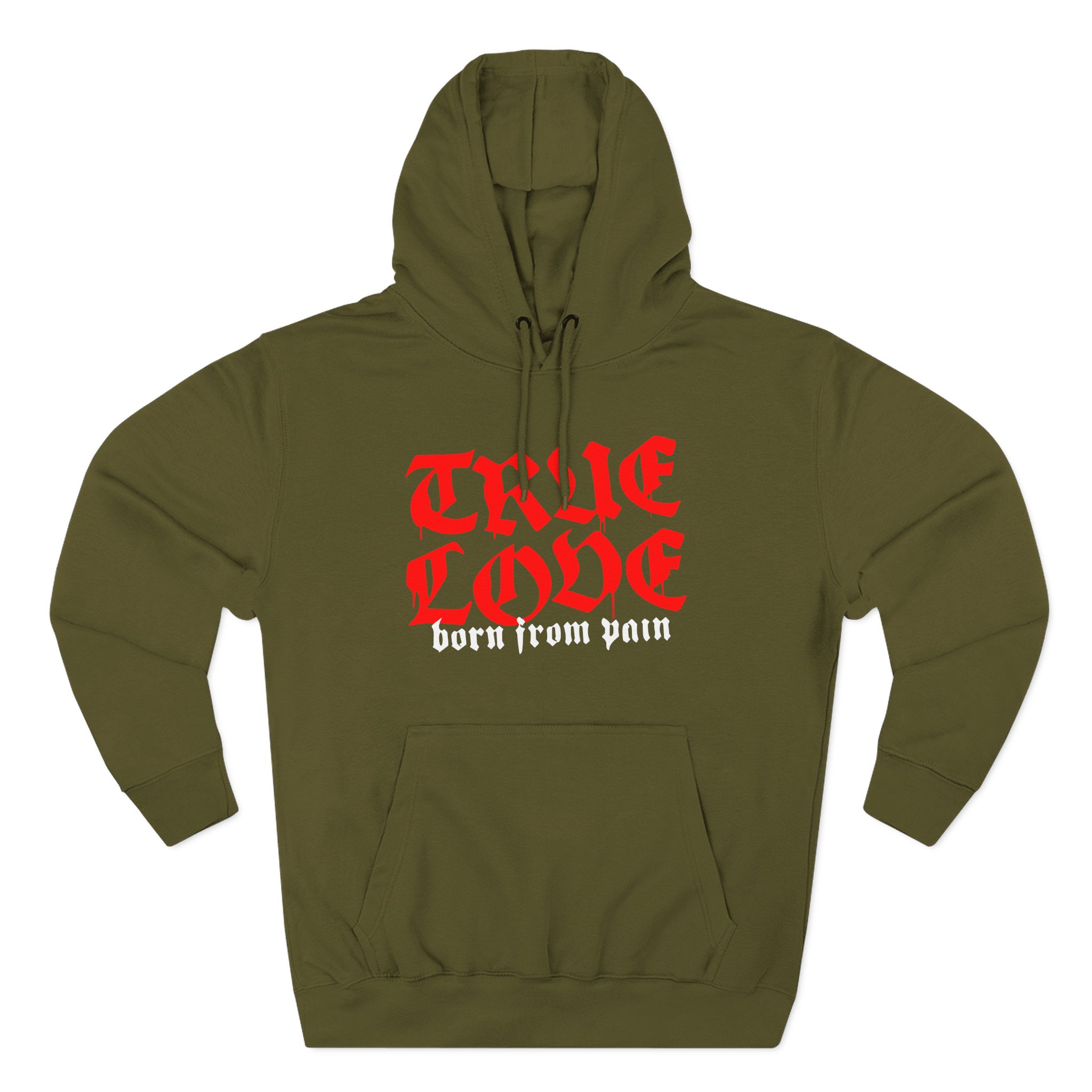 Born From Pain True Love Script Three-Panel Fleece Hoodie