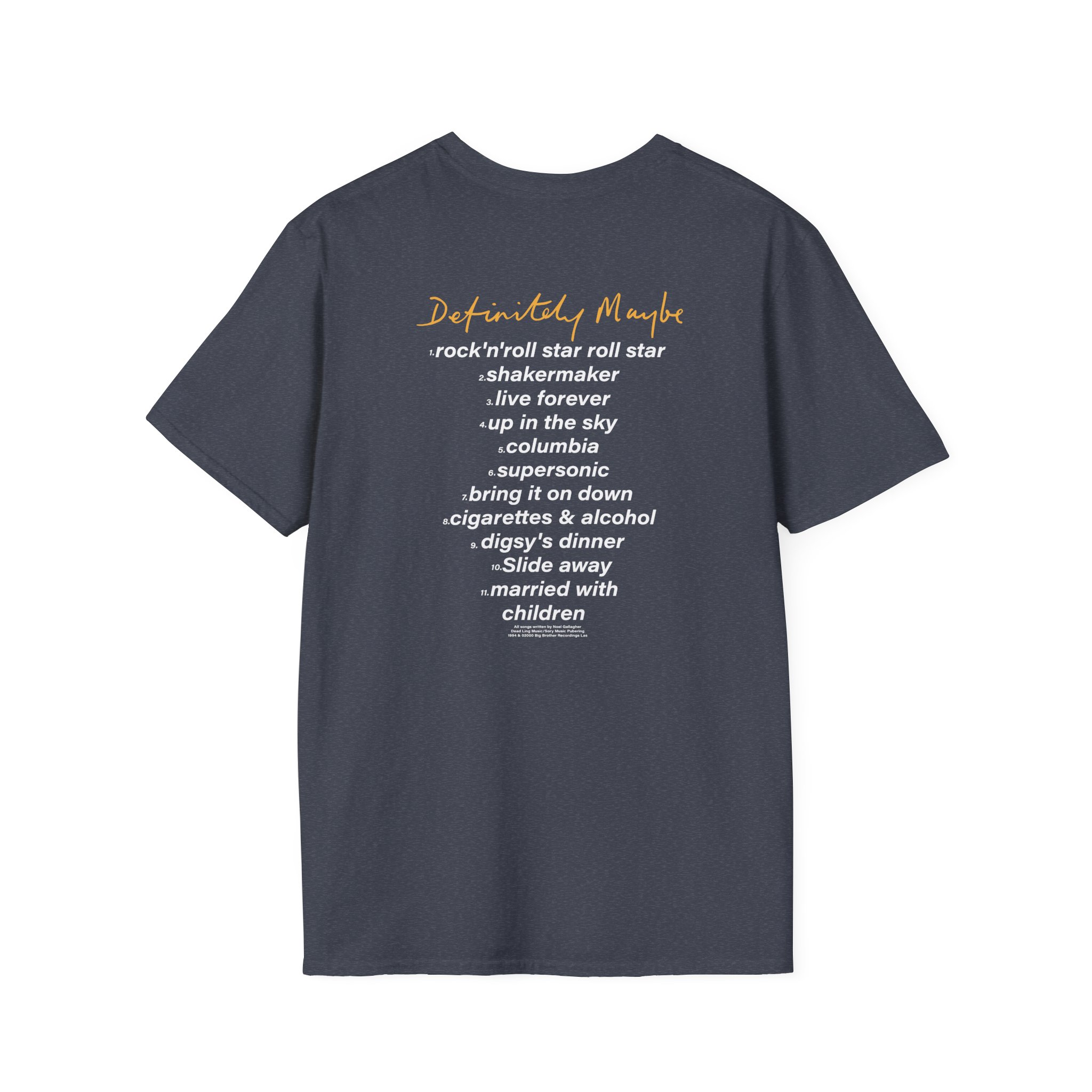 Oasis Definitely Maybe Tracklist Unisex Softstyle T-Shirt
