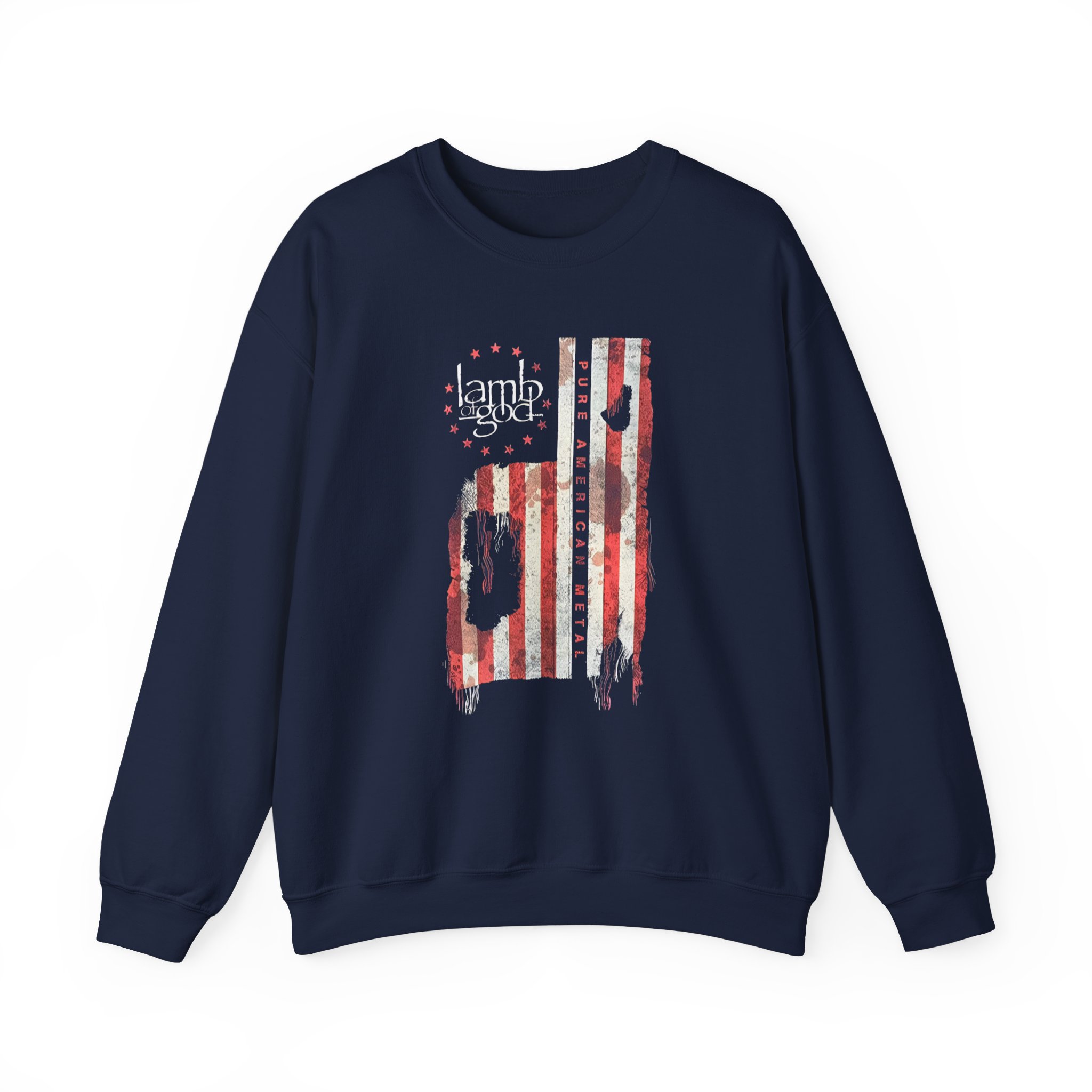 Lamb of God Pure American Metal Flag Unisex Heavy Blendâ„¢ Crewneck Sweatshirt