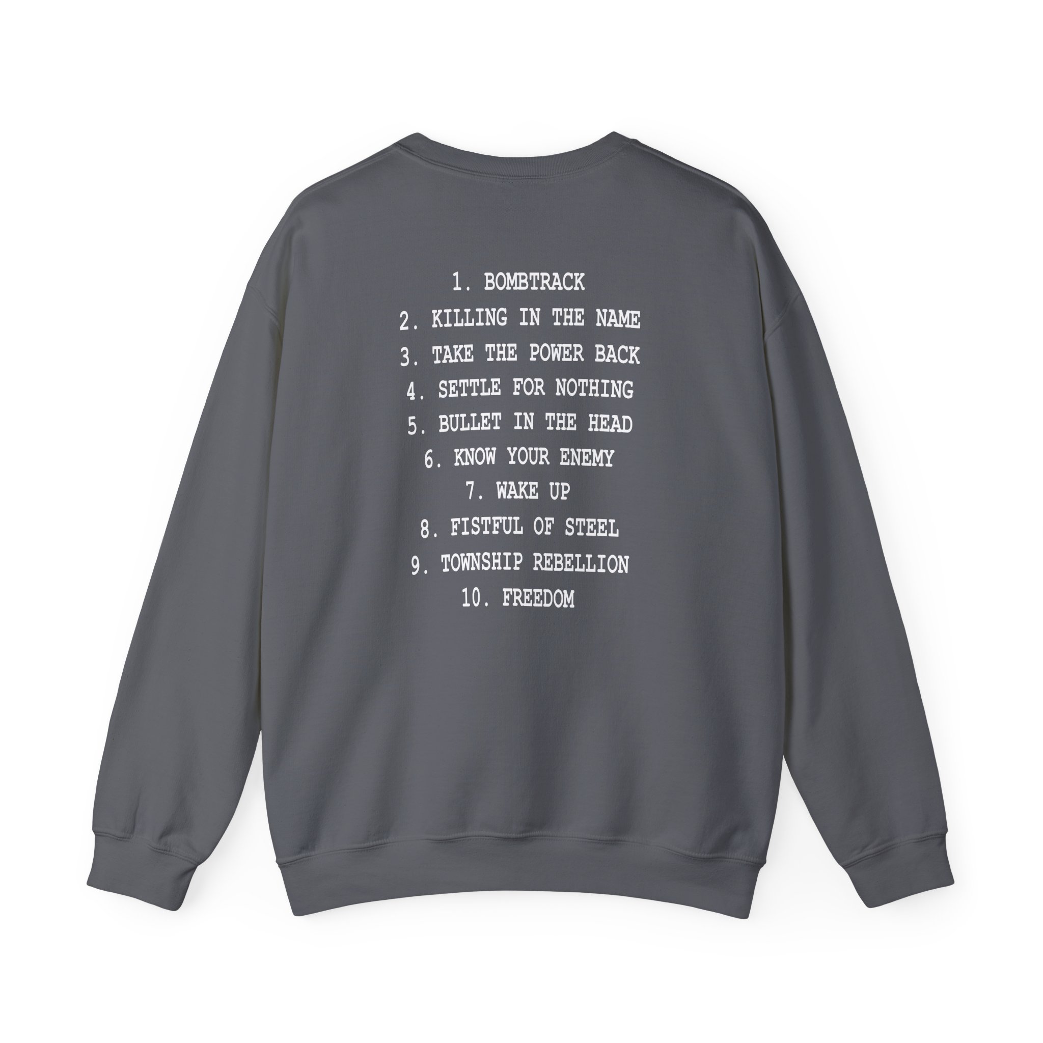 Rage Against the Machine Ratm Cover Tracklist Unisex Heavy Blendâ„¢ Crewneck Sweatshirt