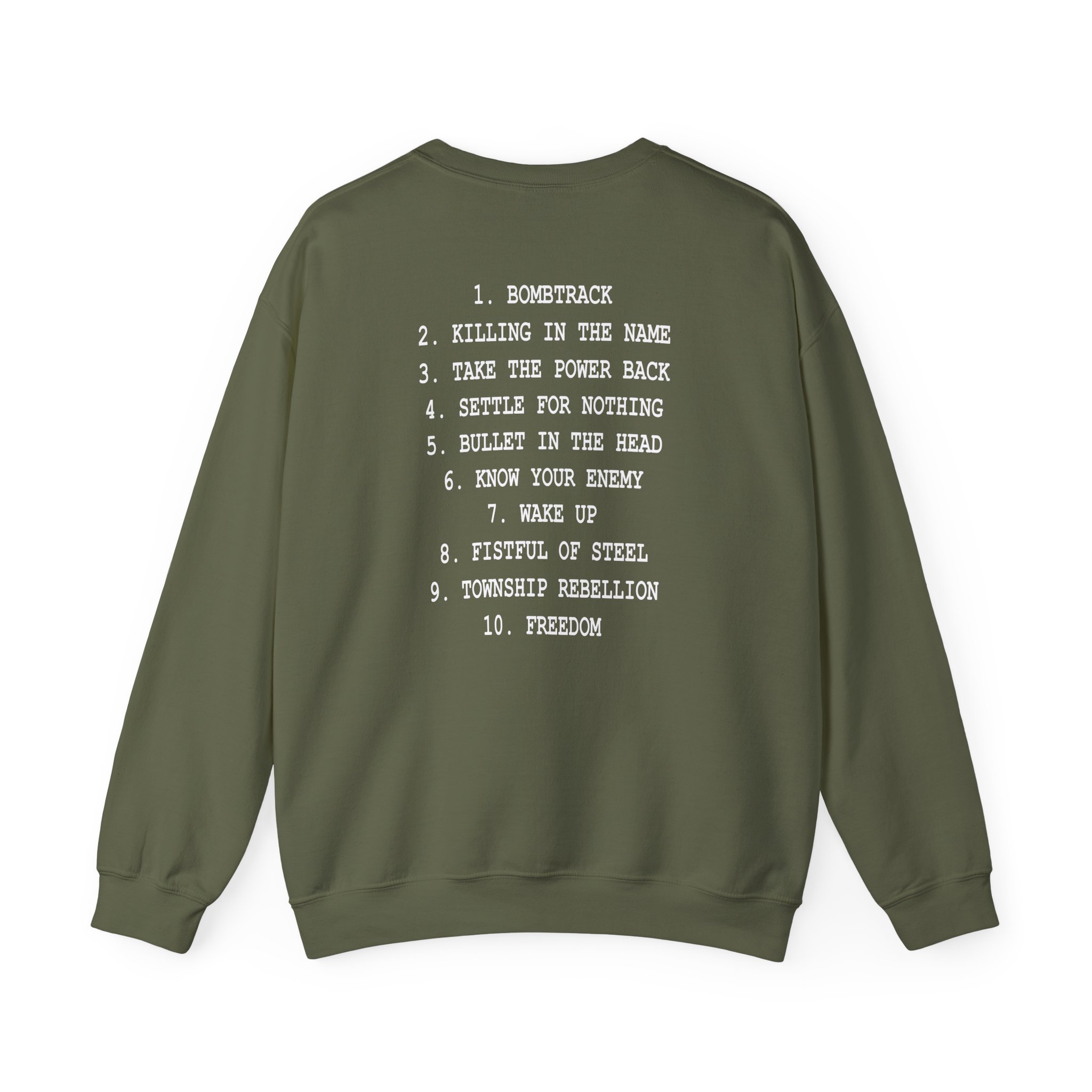 Rage Against the Machine Ratm Cover Tracklist Unisex Heavy Blendâ„¢ Crewneck Sweatshirt