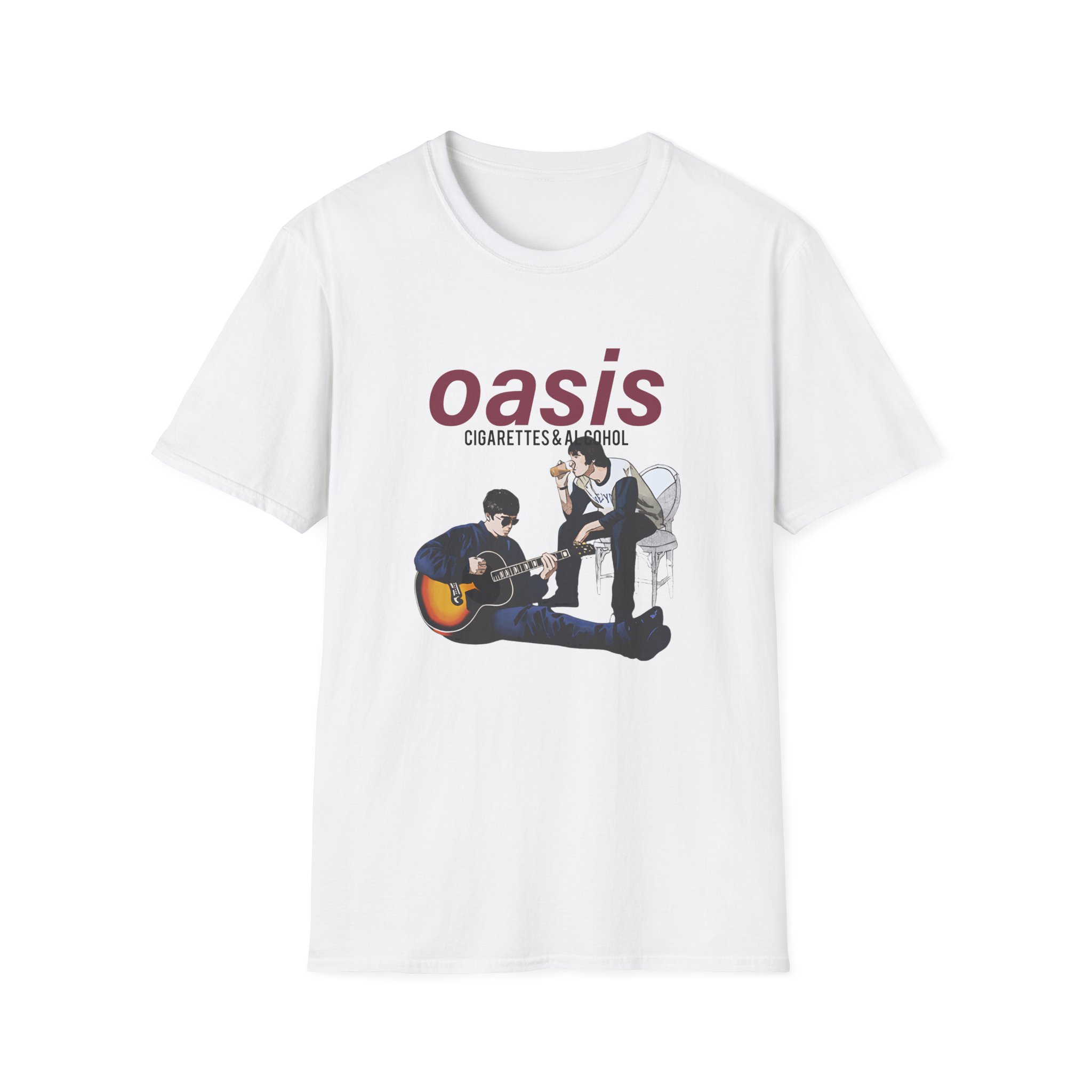 Oasis Cigarettes and Alcohol Illustration Unisex Softstyle T-Shirt