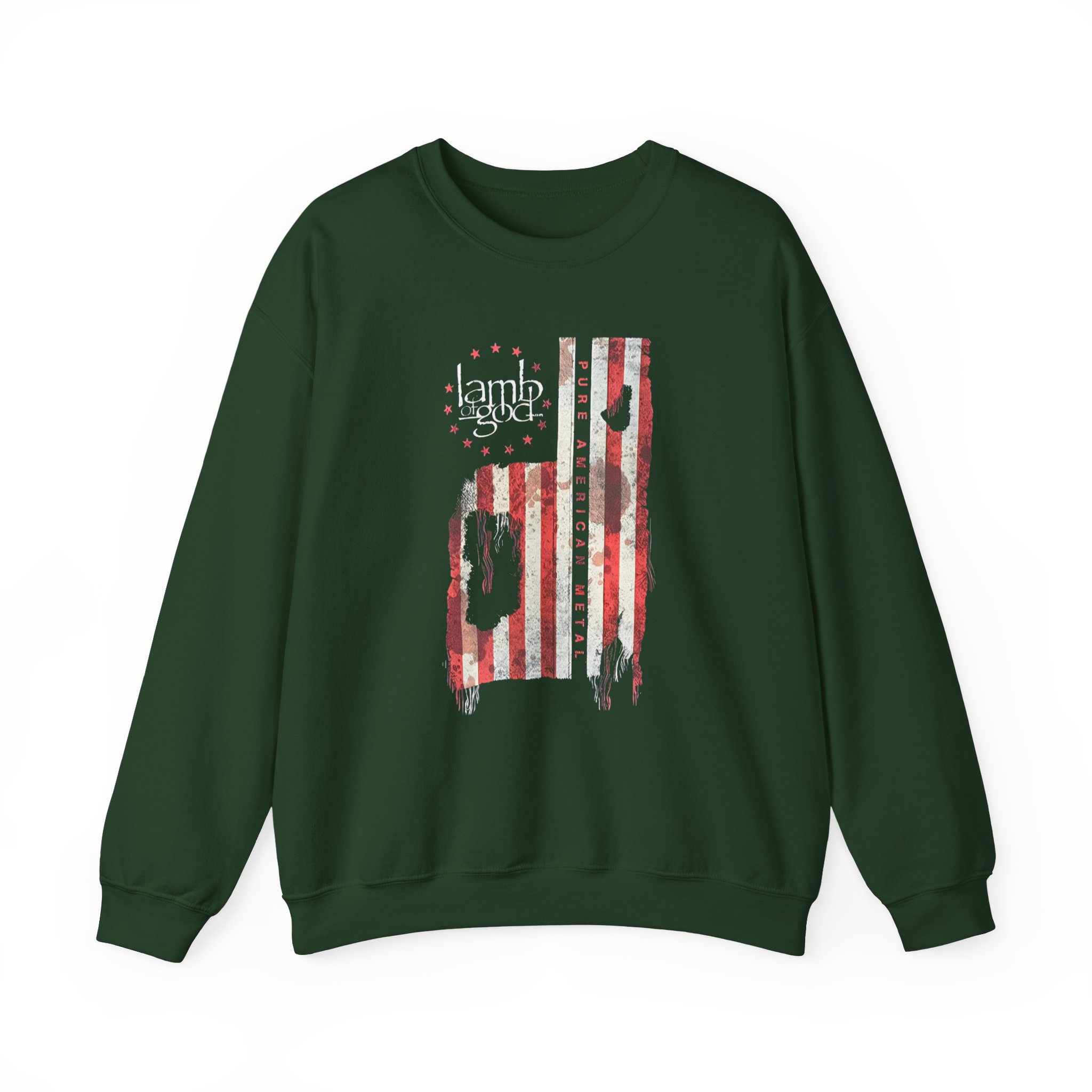 Lamb of God Pure American Metal Flag Unisex Heavy Blendâ„¢ Crewneck Sweatshirt