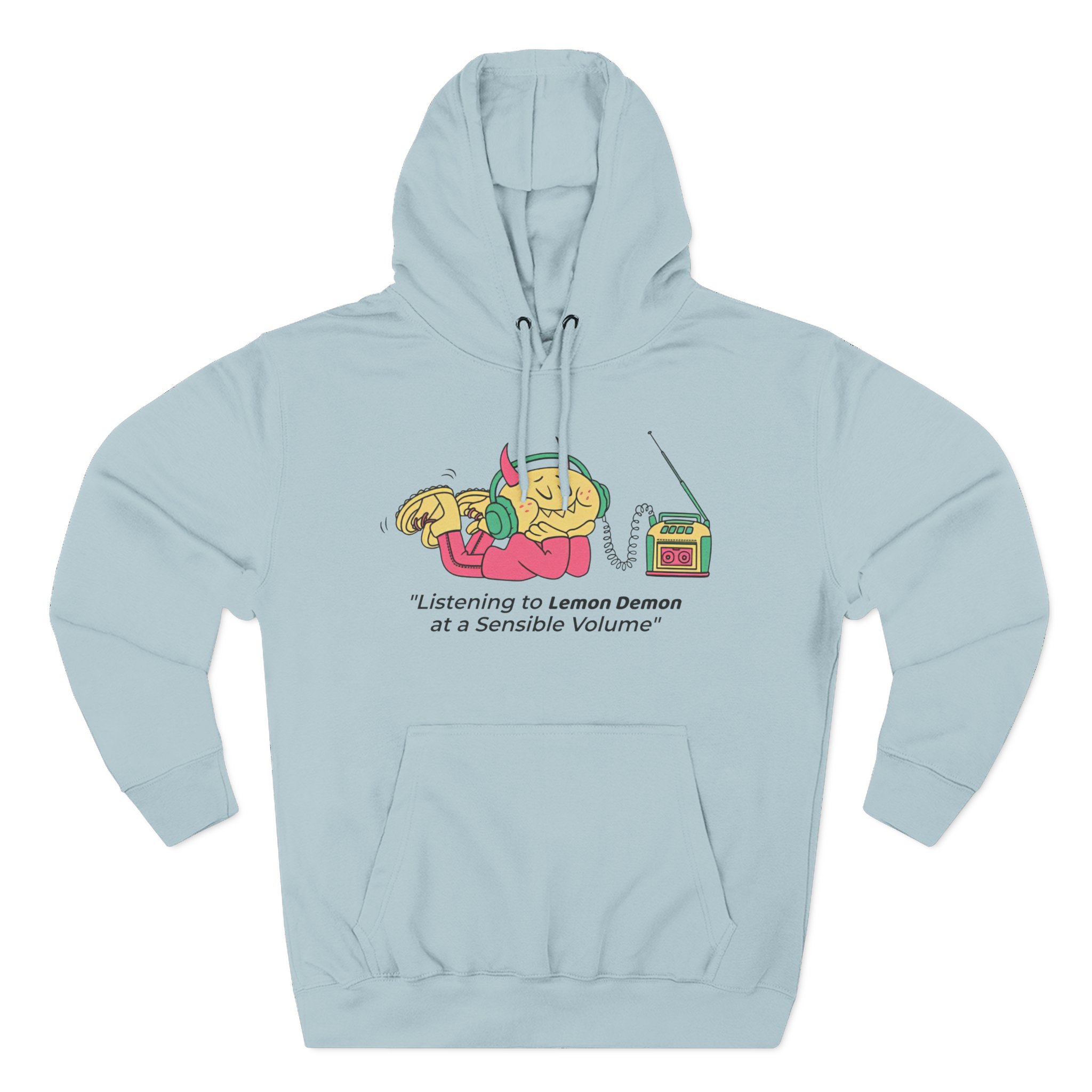 Lemon Demon Listening to at a Sensible Volume Three-Panel Fleece Hoodie