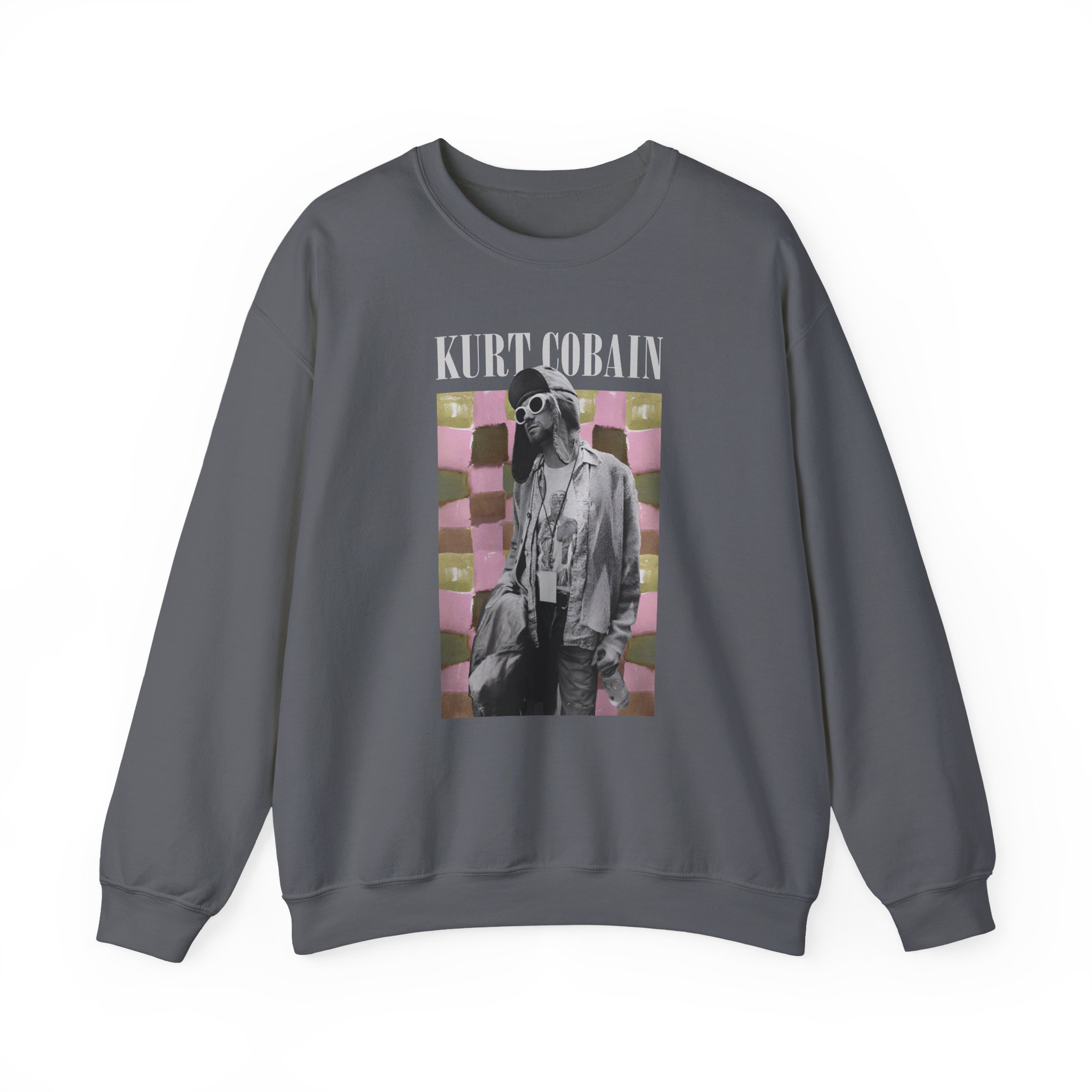 Kurt Cobain Checkered Unisex Heavy Blendâ„¢ Crewneck Sweatshirt
