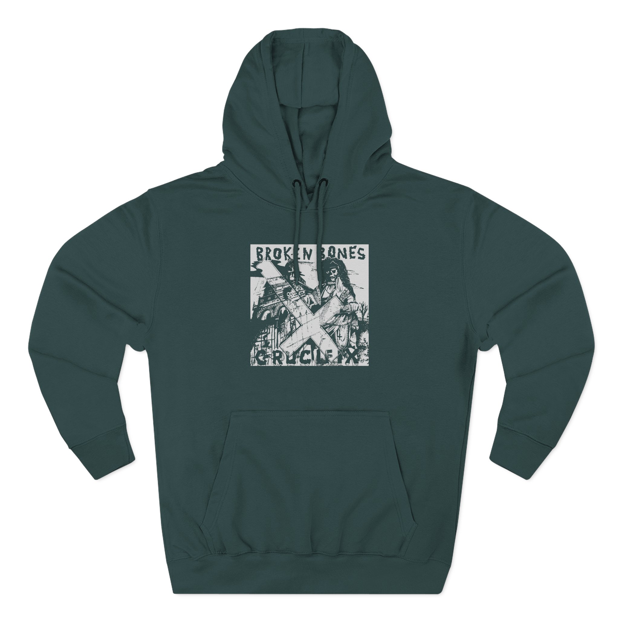 Broken Bones Crucifix Three-Panel Fleece Hoodie