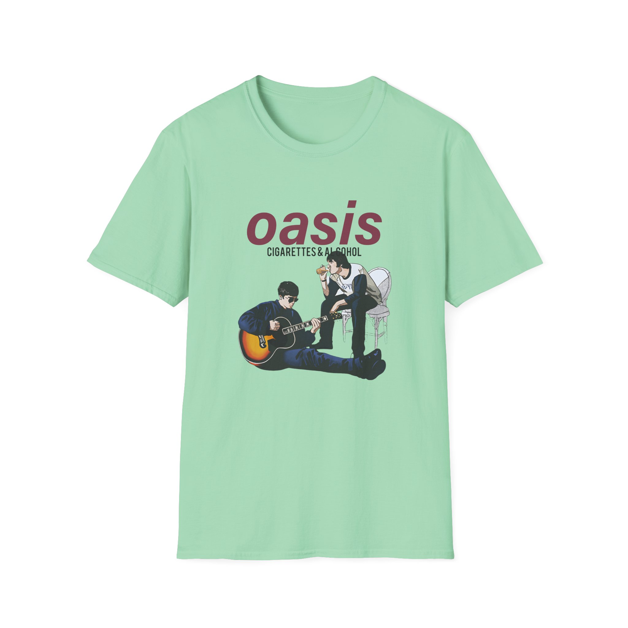 Oasis Cigarettes and Alcohol Illustration Unisex Softstyle T-Shirt