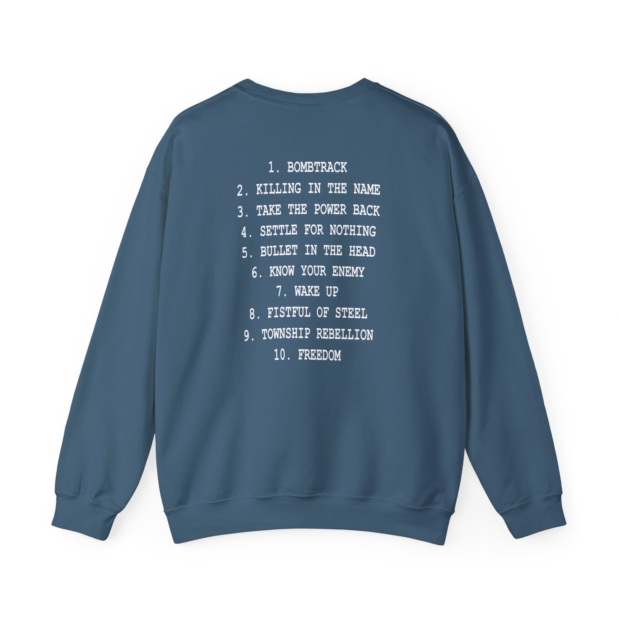 Rage Against the Machine Ratm Cover Tracklist Unisex Heavy Blendâ„¢ Crewneck Sweatshirt