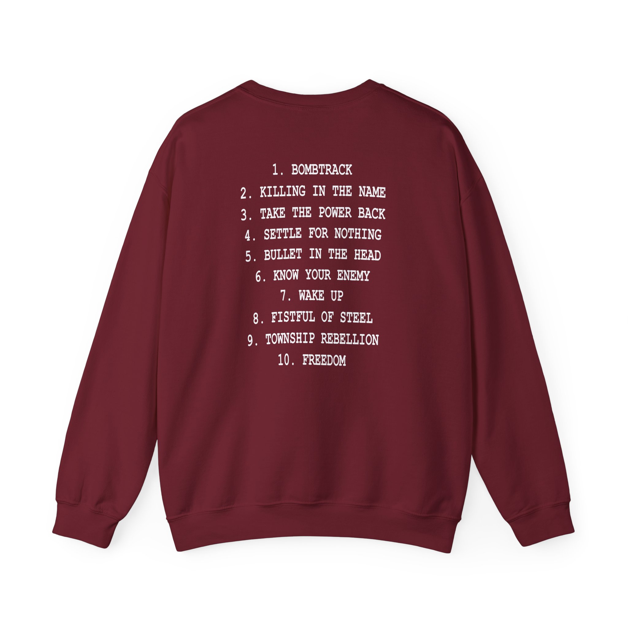 Rage Against the Machine Ratm Cover Tracklist Unisex Heavy Blendâ„¢ Crewneck Sweatshirt