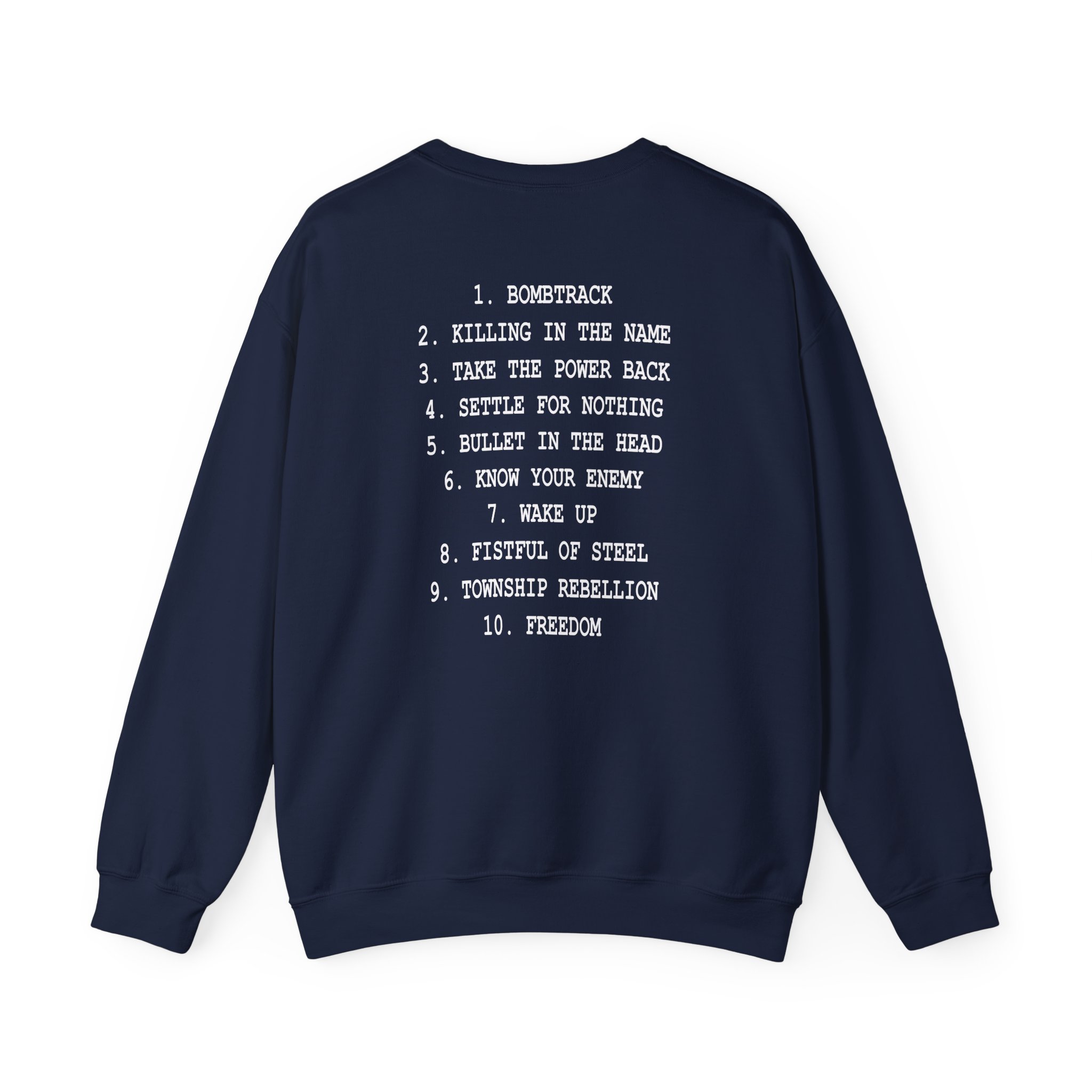 Rage Against the Machine Ratm Cover Tracklist Unisex Heavy Blendâ„¢ Crewneck Sweatshirt