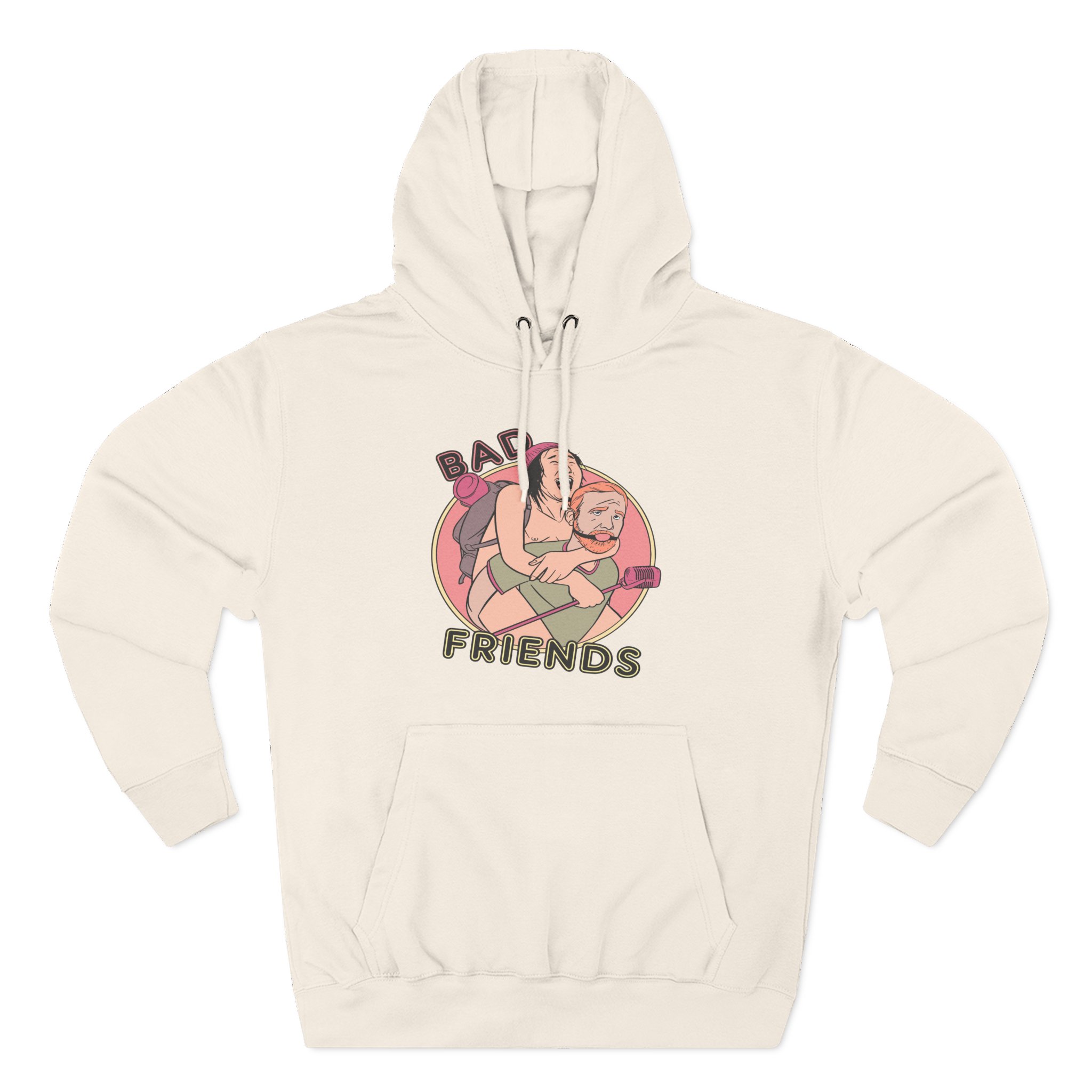 Andrew Santino Piggy Back Bad Friends Podcast Three-Panel Fleece Hoodie