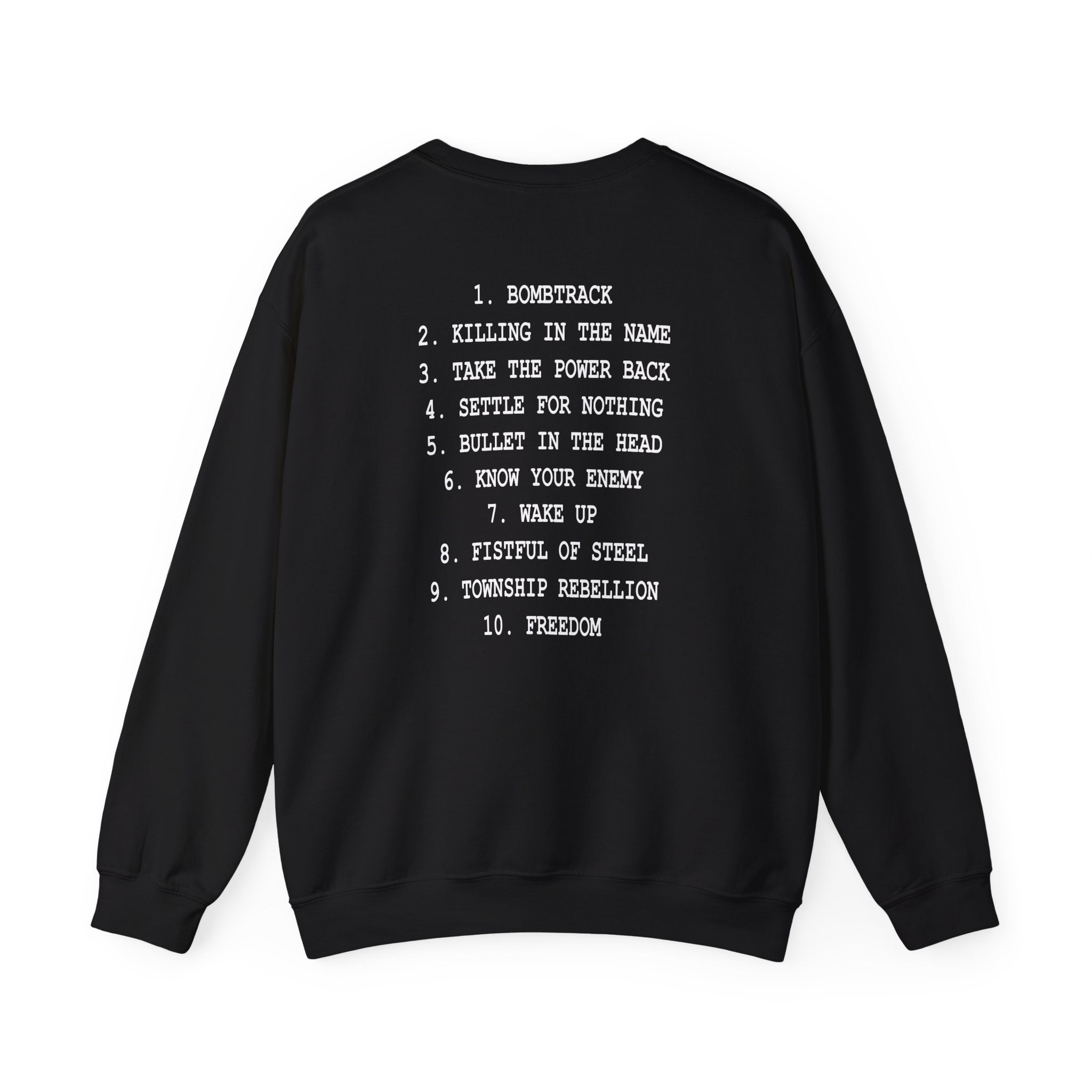 Rage Against the Machine Ratm Cover Tracklist Unisex Heavy Blendâ„¢ Crewneck Sweatshirt