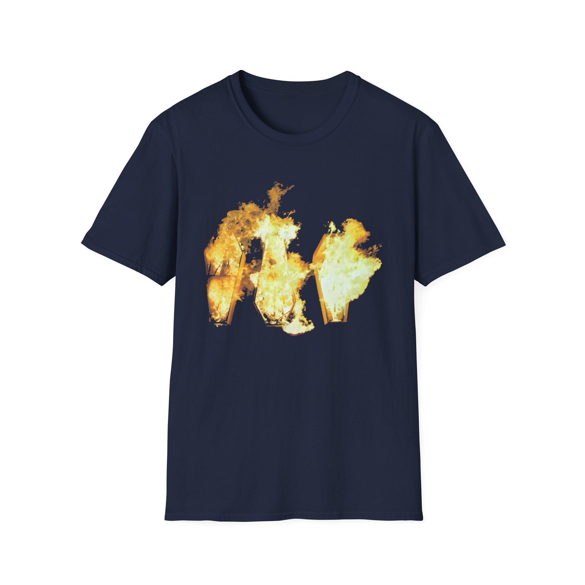 Show Me the Body Flaming Coffins Unisex Softstyle T-Shirt